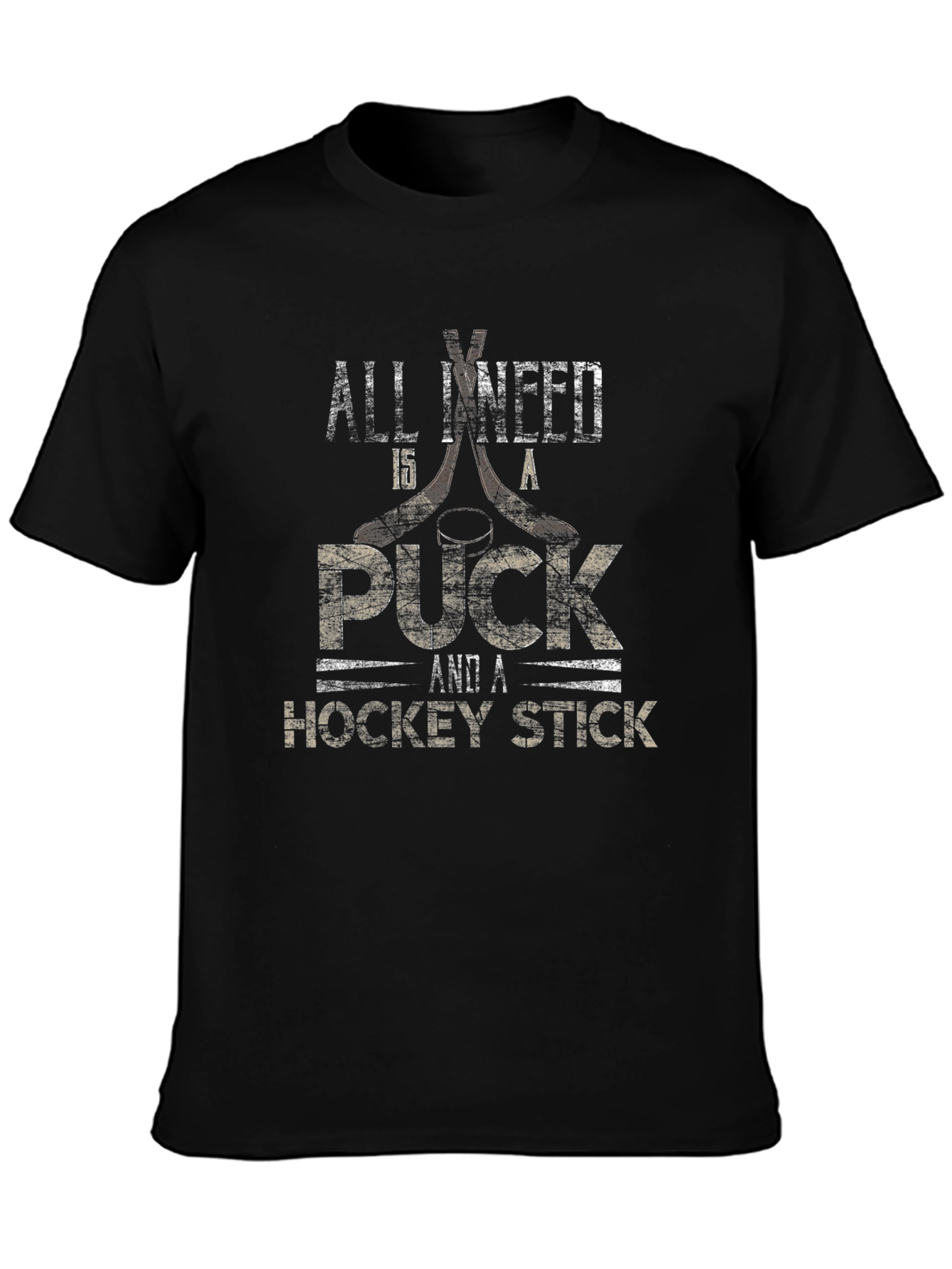 Hockey Lover T-Shirt - Puck & Hockey Stick Design
