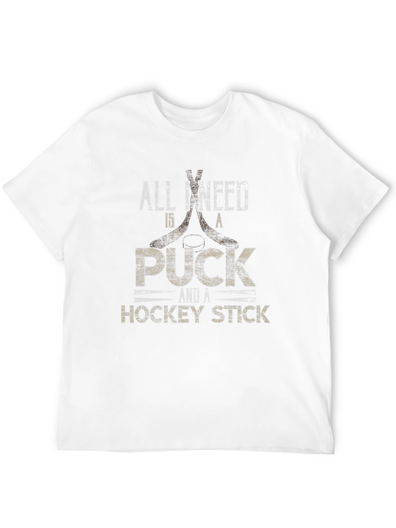 Hockey Lover T-Shirt - Puck & Hockey Stick Design