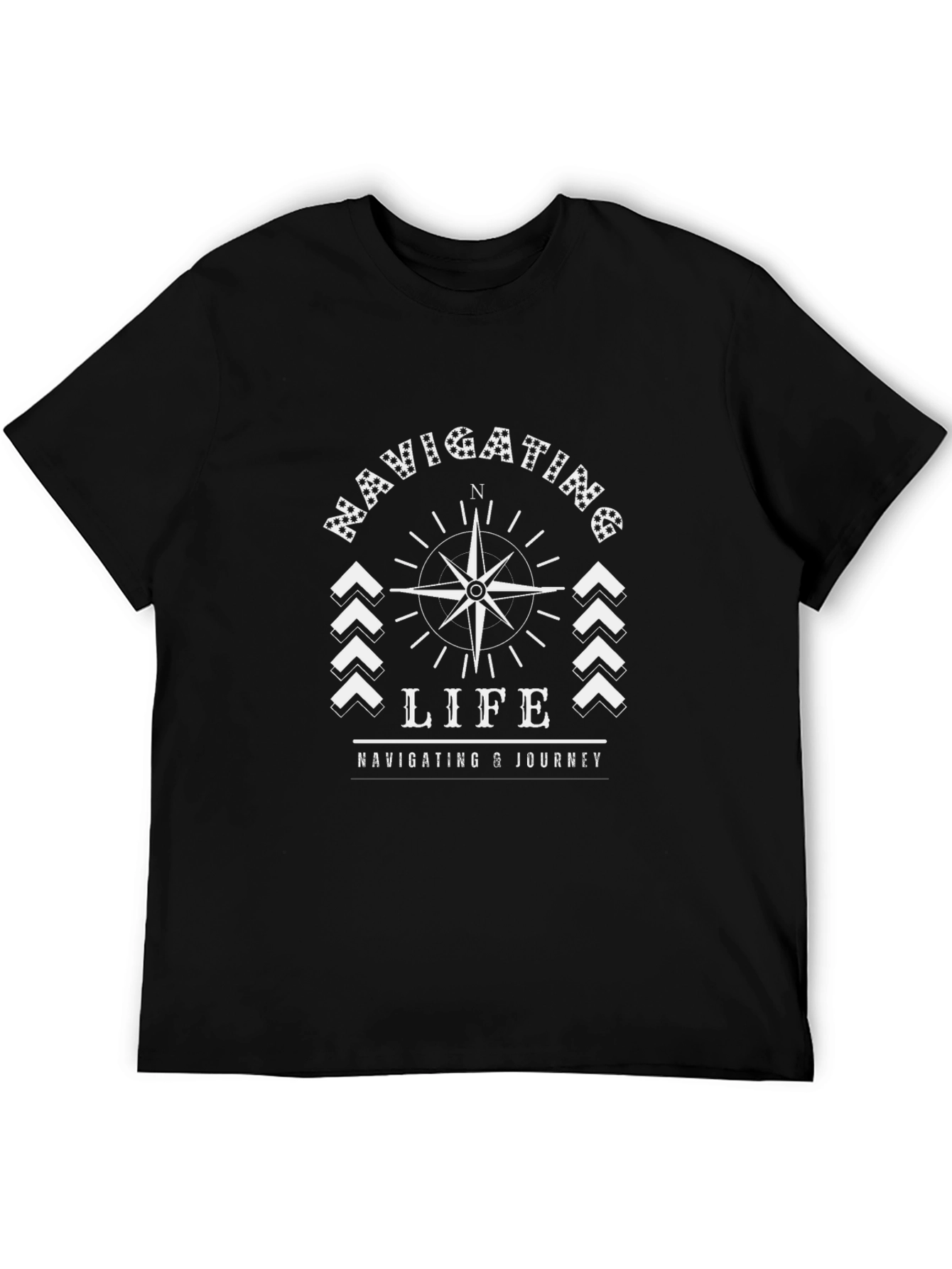 Navigating Life Tee - Compass Graphic Black T-Shirt