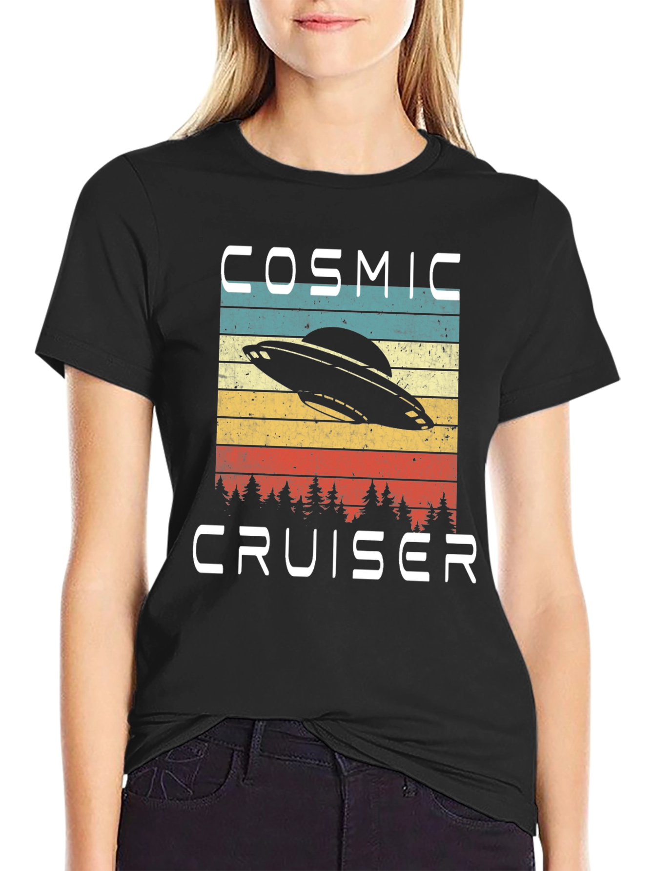 Cosmic Cruiser T-Shirt - Retro UFO Design