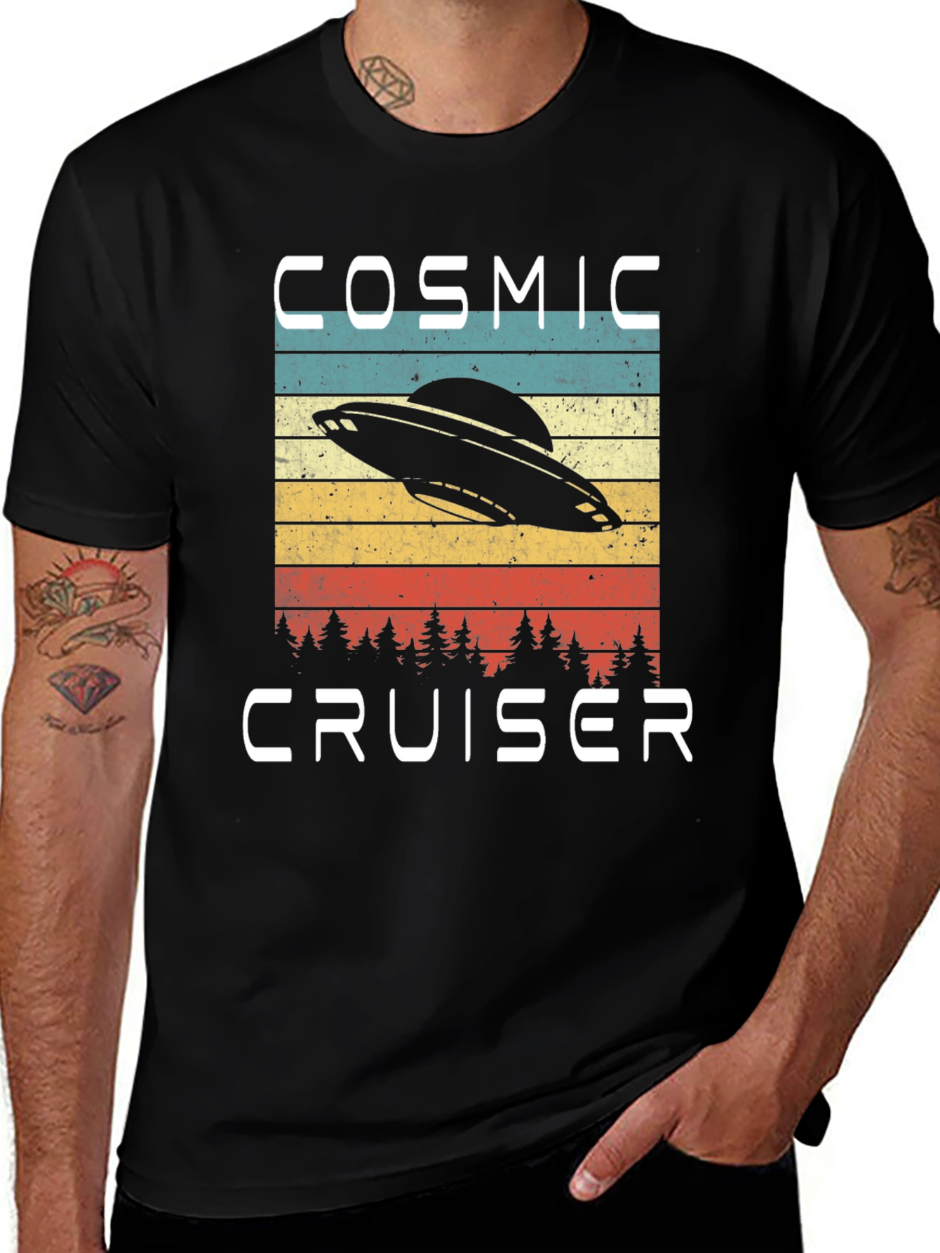 Cosmic Cruiser T-Shirt - Retro UFO Design