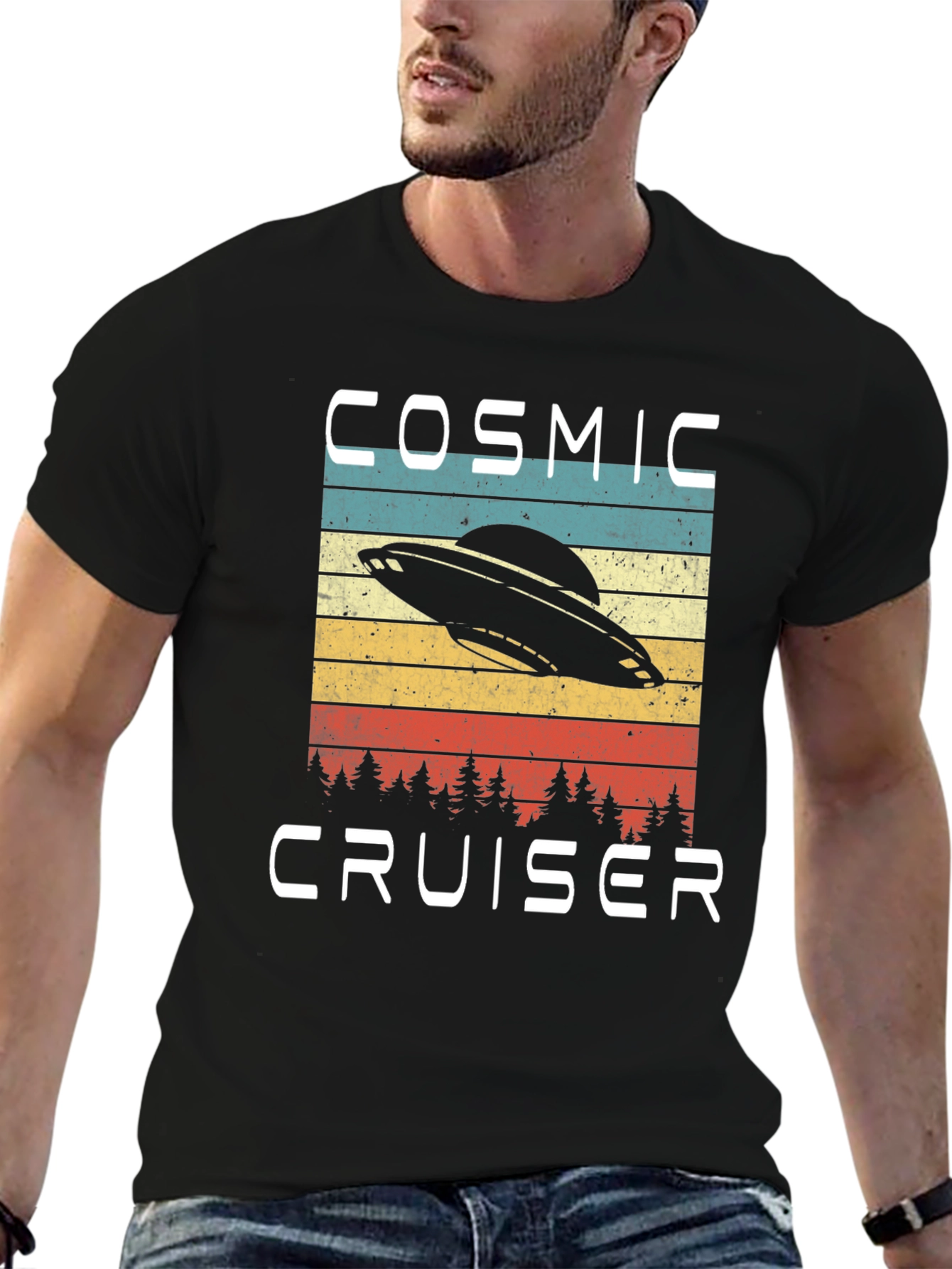 Cosmic Cruiser T-Shirt - Retro UFO Design