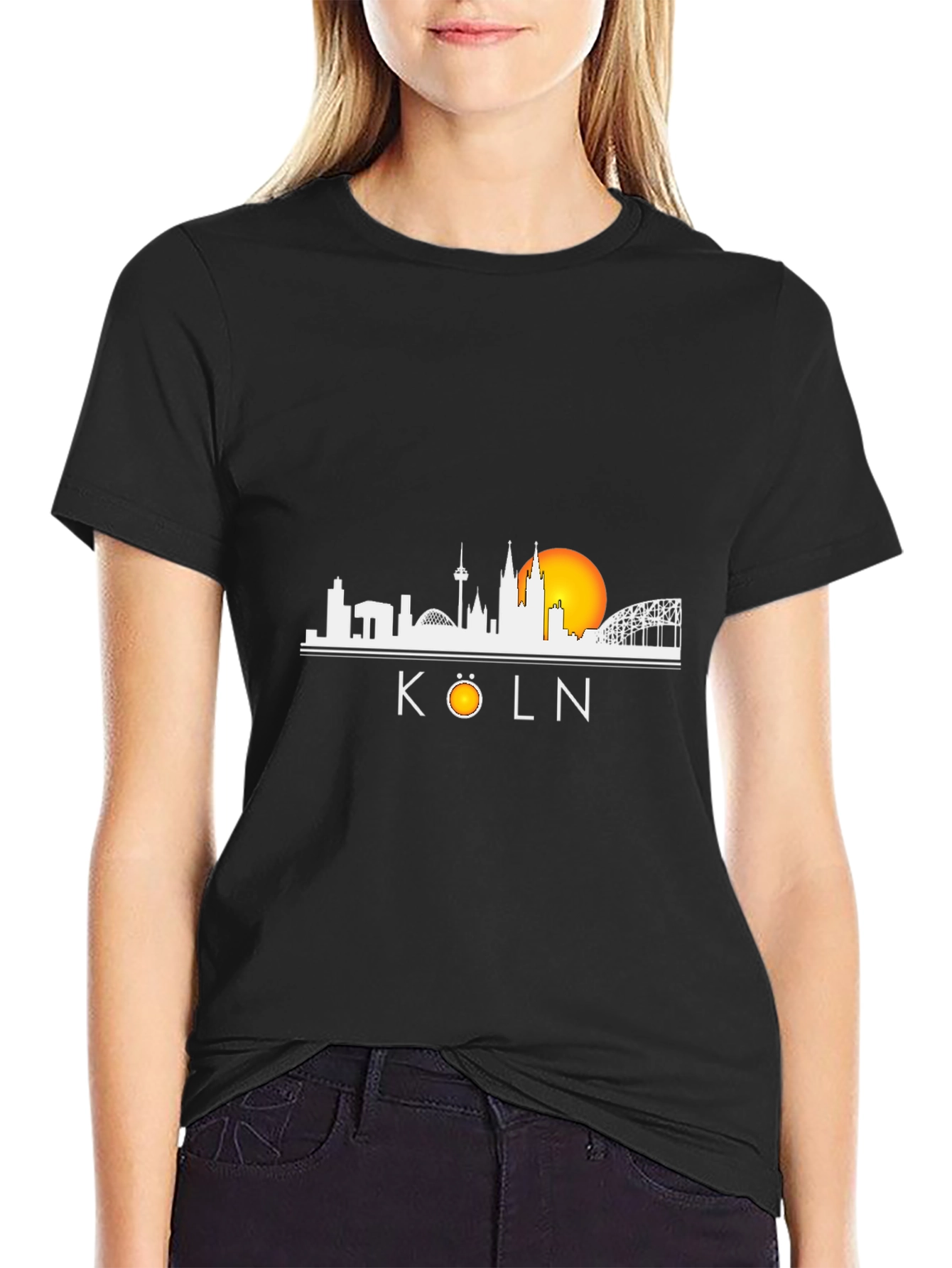 Köln Skyline T-Shirt - Black Cotton Tee