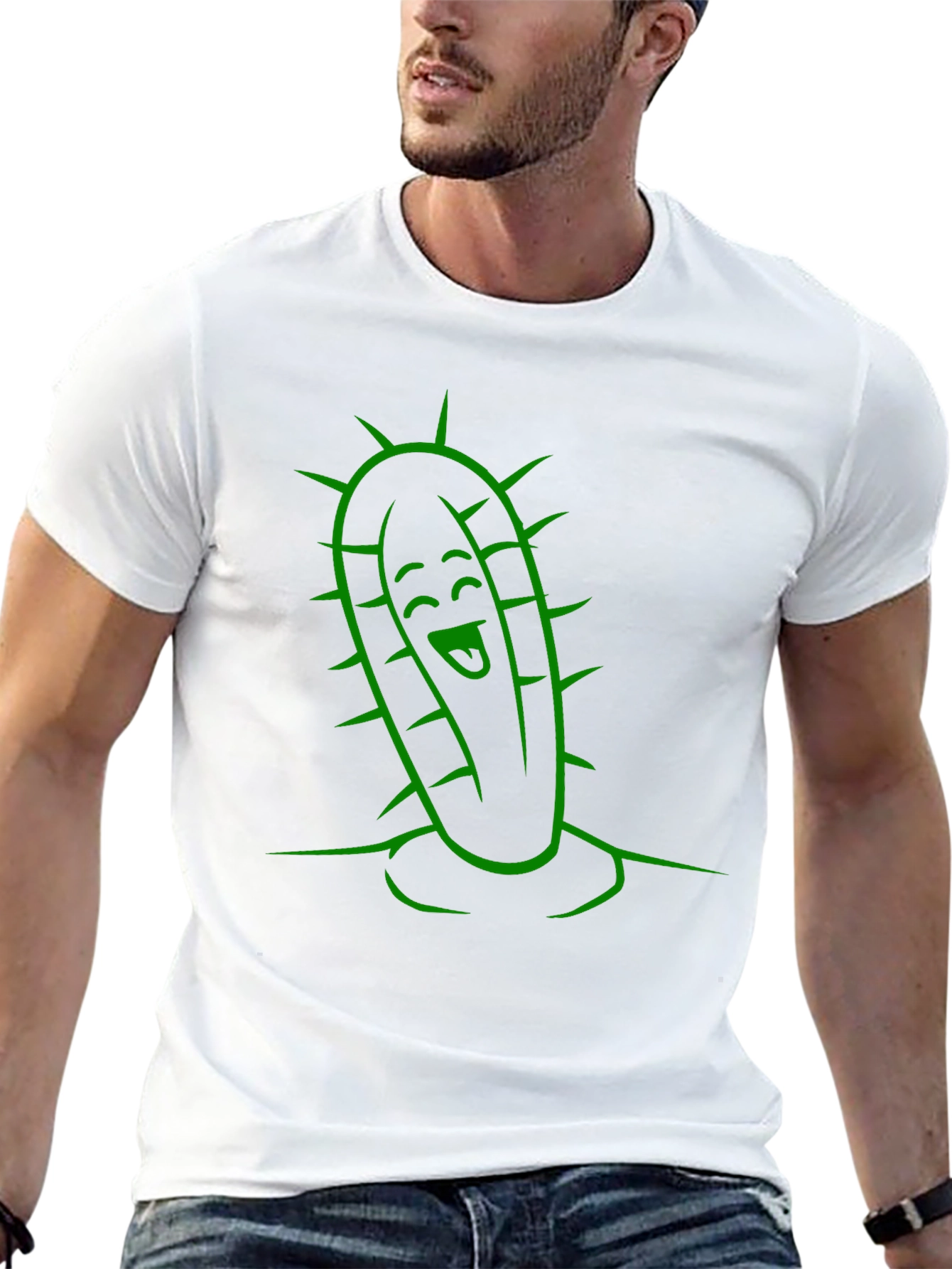 Cactus Character Graphic Tee - Fun Black T-Shirt