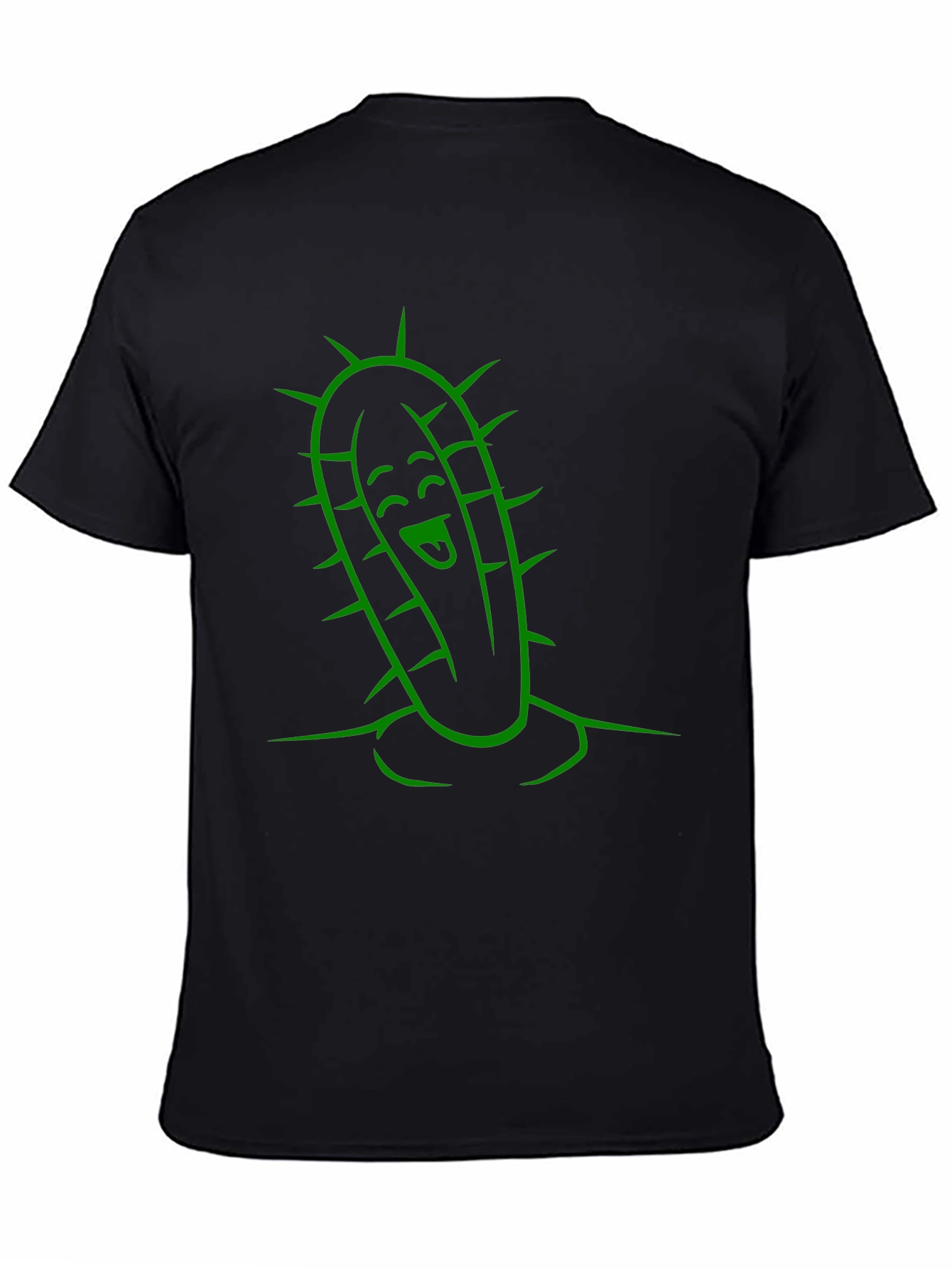 Cactus Character Graphic Tee - Fun Black T-Shirt