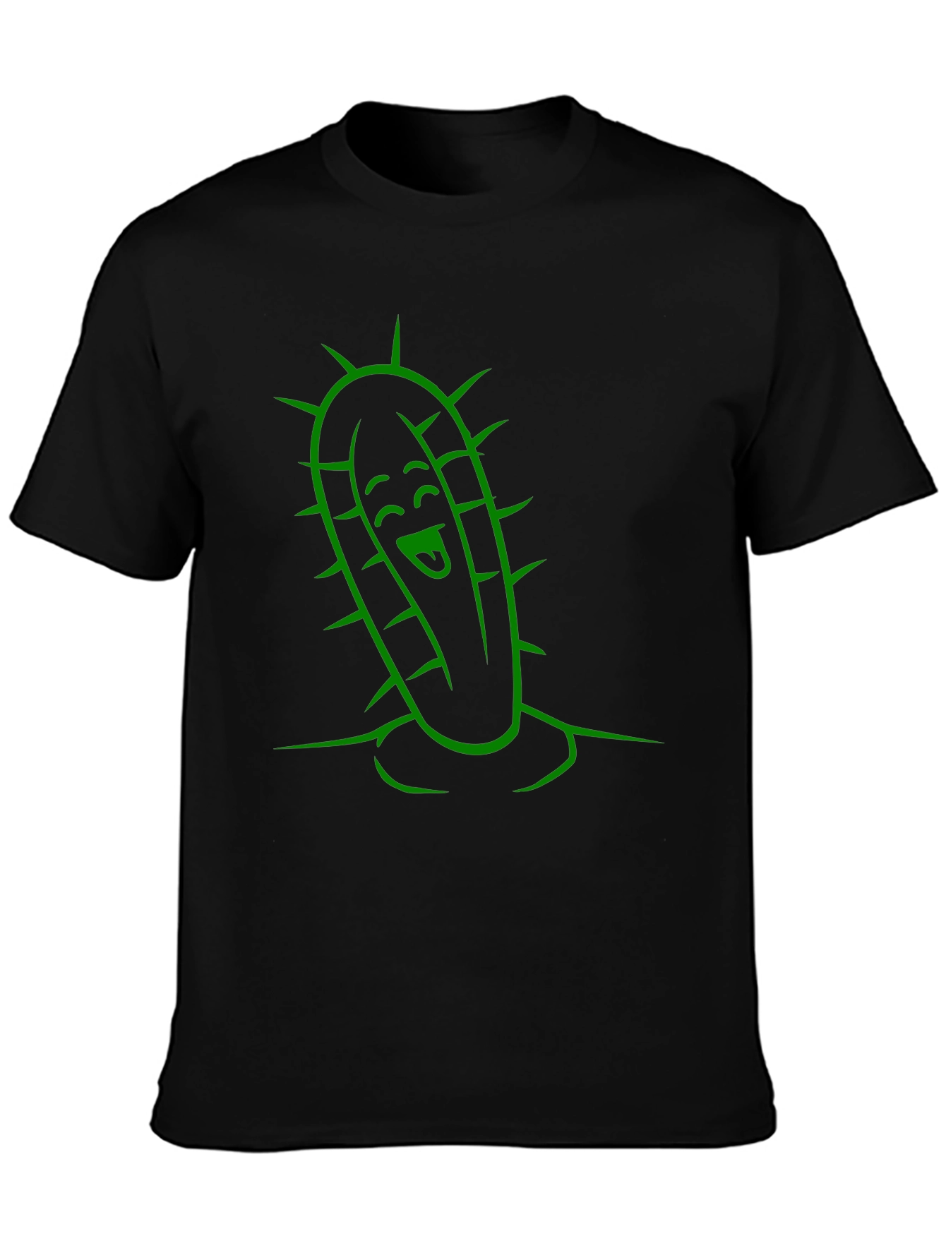 Cactus Character Graphic Tee - Fun Black T-Shirt