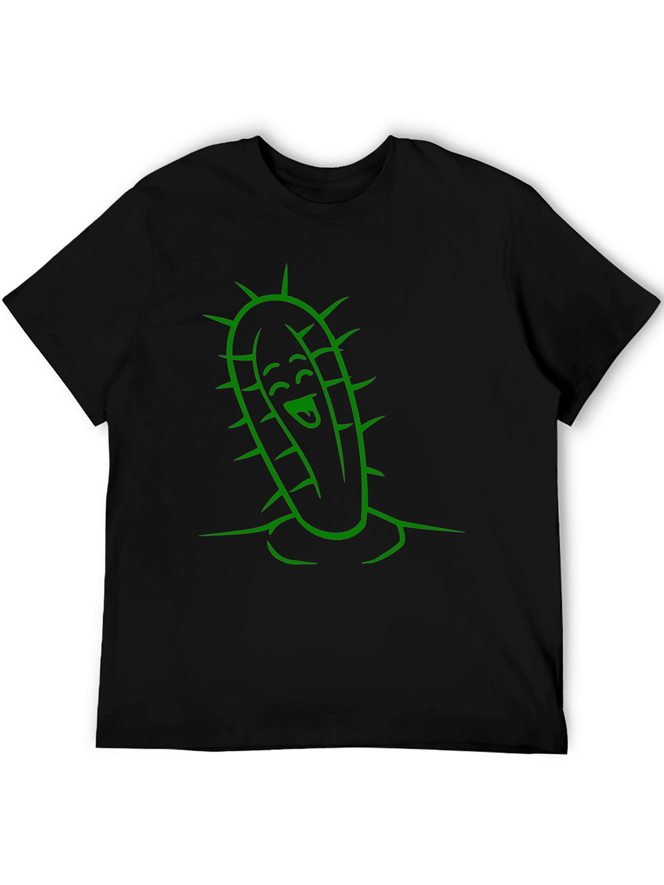 Cactus Character Graphic Tee - Fun Black T-Shirt