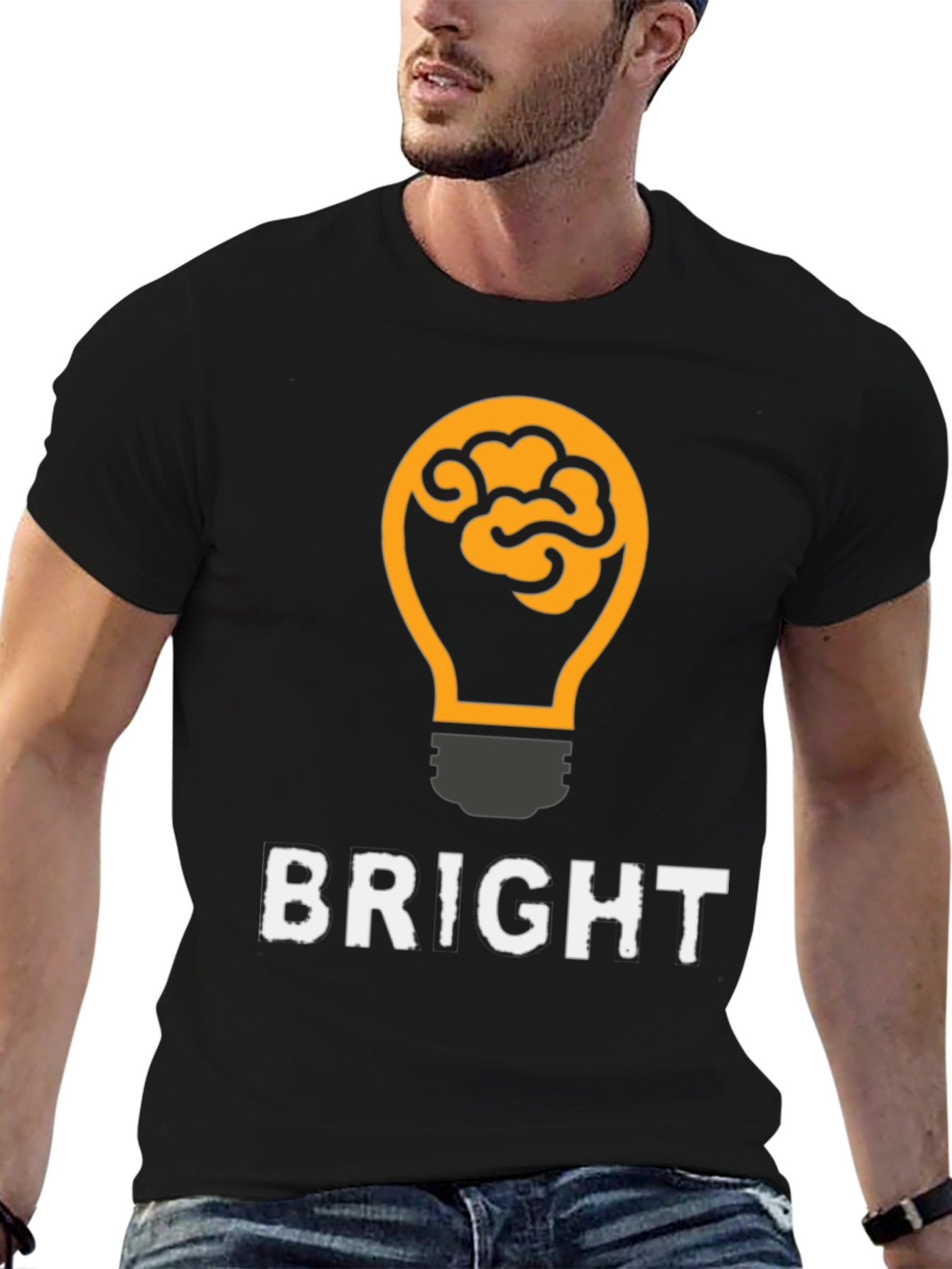 Bright Idea Brain Lightbulb Graphic T-Shirt
