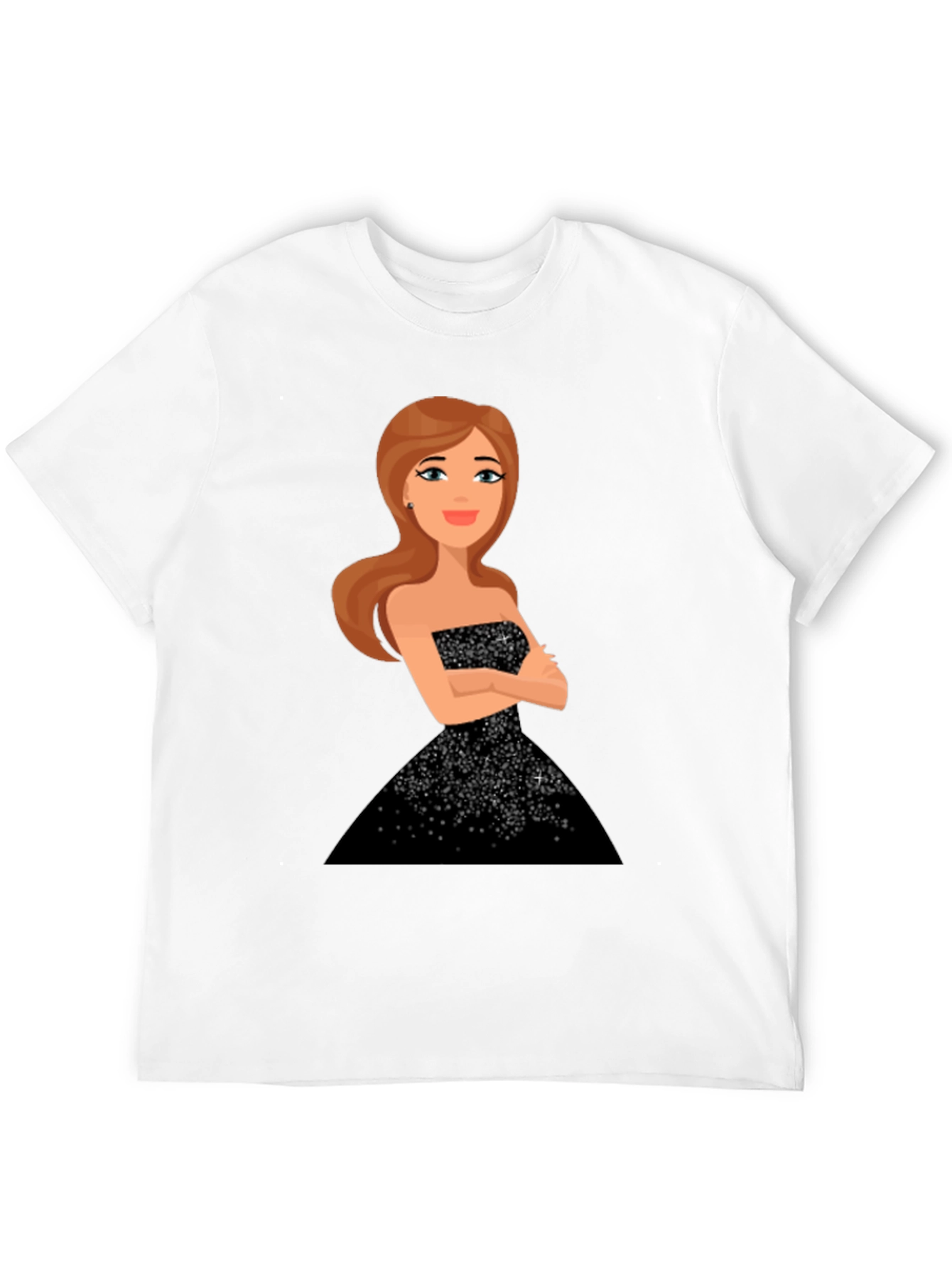 Cartoon Girl Black Sparkle Dress Tee