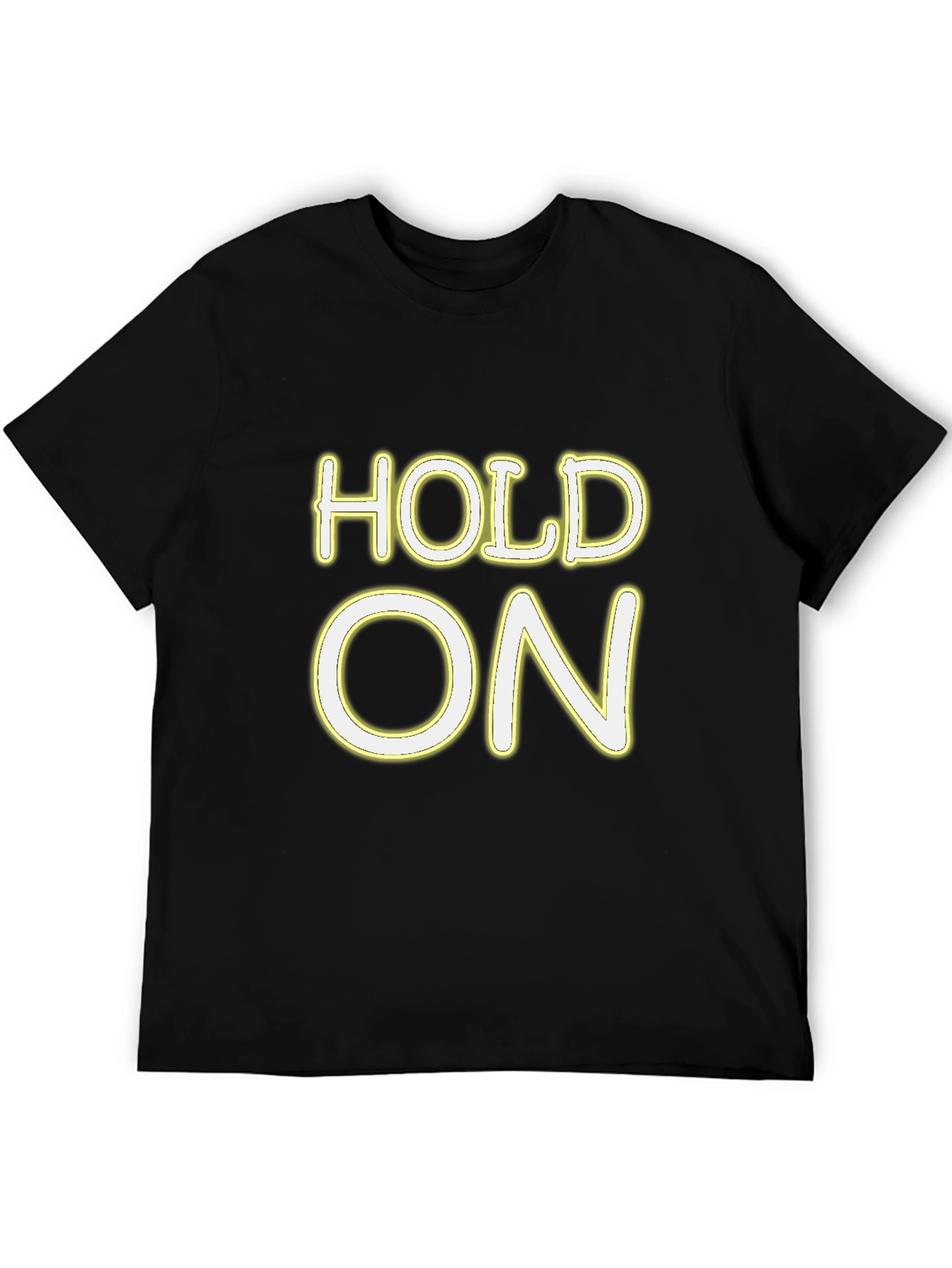 Hold On Graphic Tee - Black Crew Neck Shirt