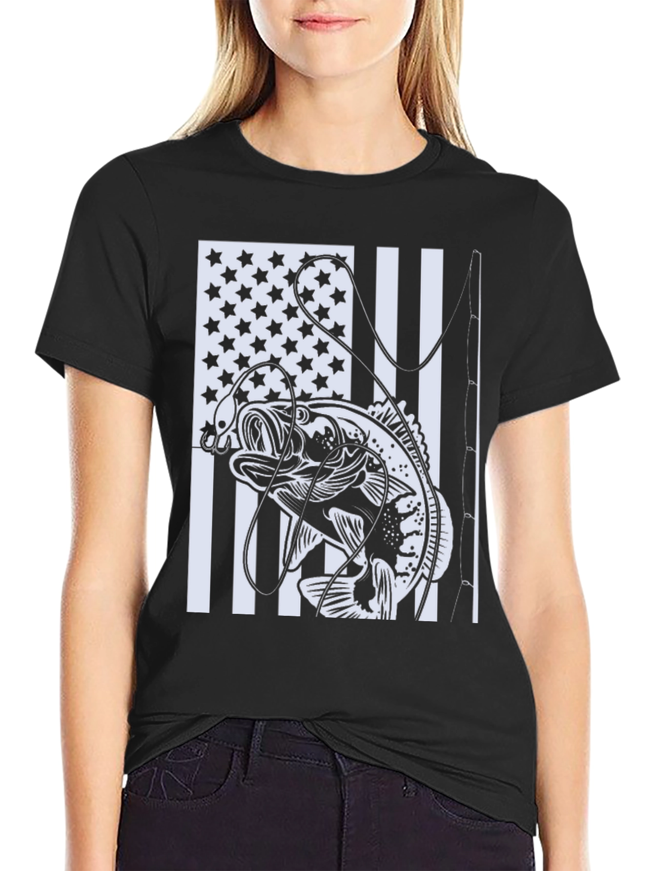 Bass Fishing USA Flag T-Shirt