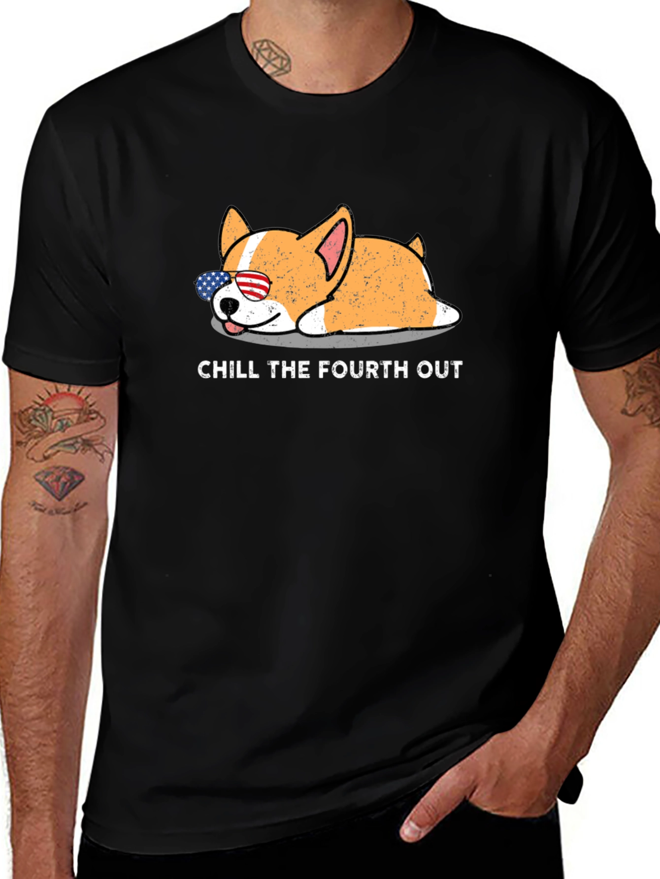 Chill The Fourth Out Patriotic Dog T-Shirt