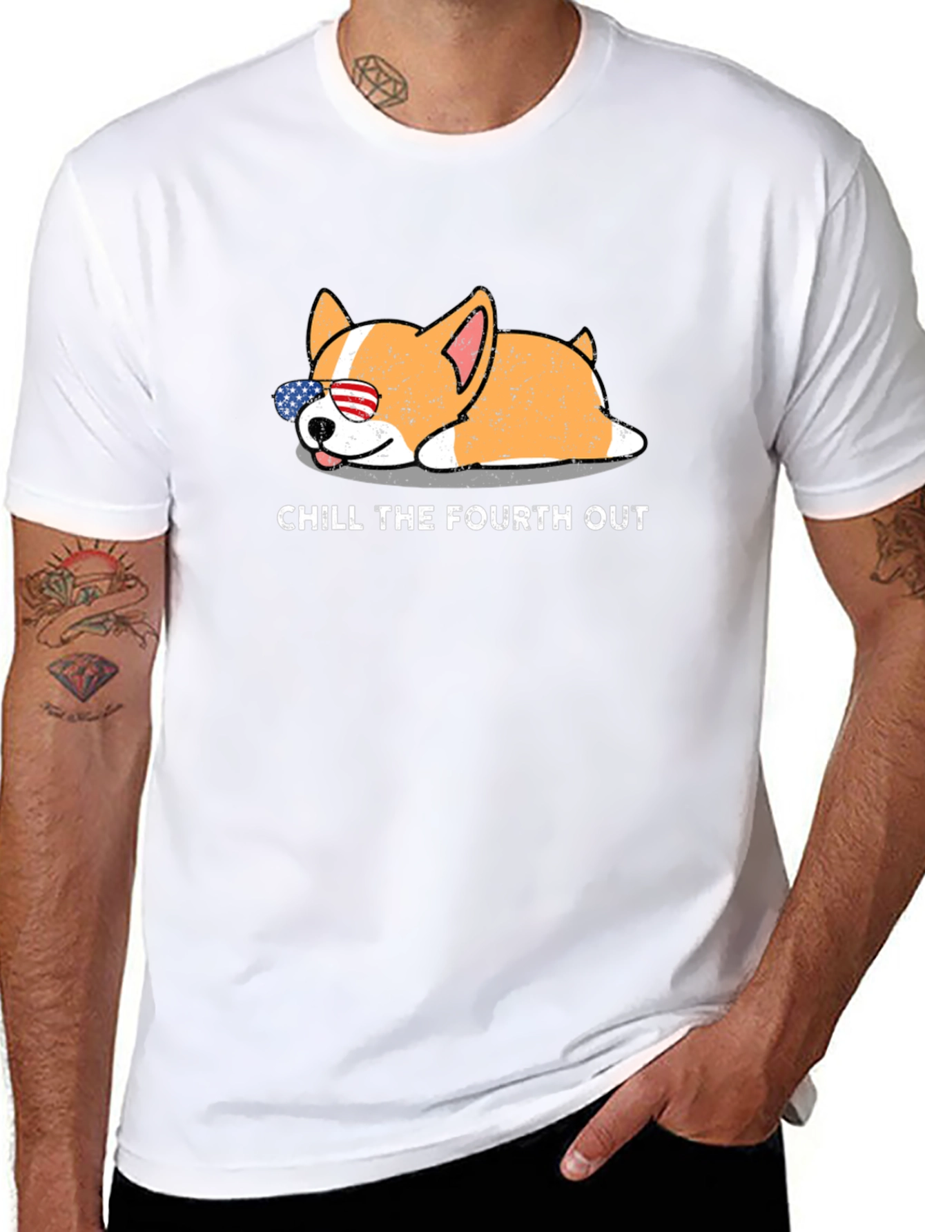 Chill The Fourth Out Patriotic Dog T-Shirt