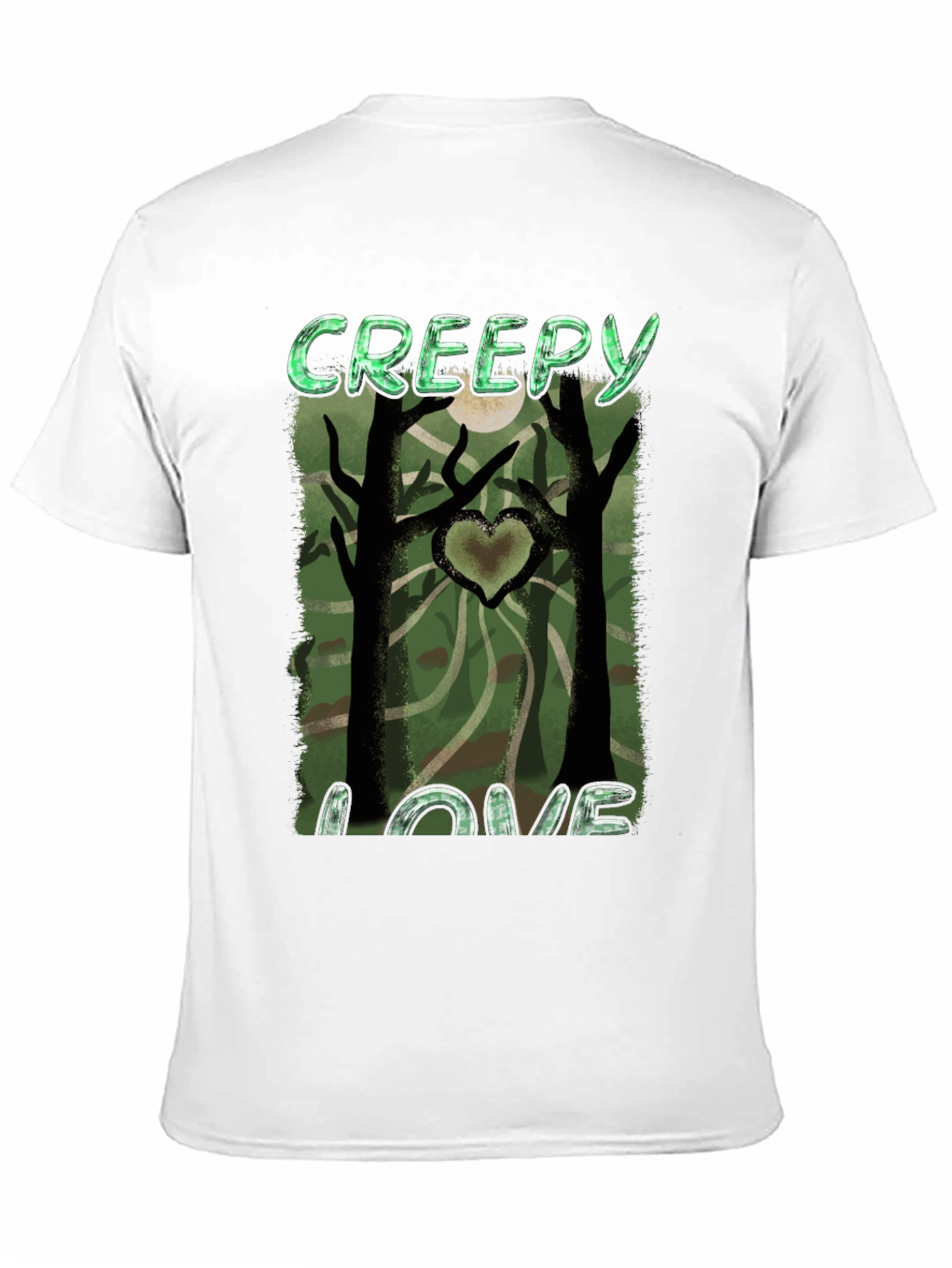 Creepy Love Graphic Tee - Spooky Heart Tree Design