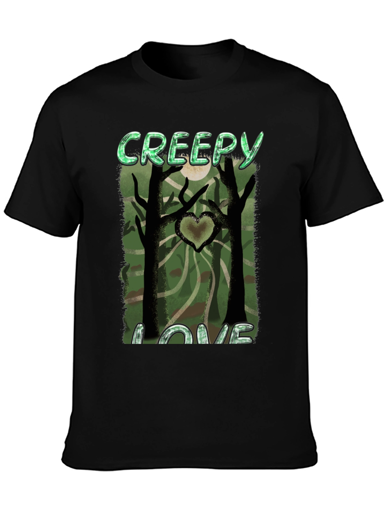 Creepy Love Graphic Tee - Spooky Heart Tree Design