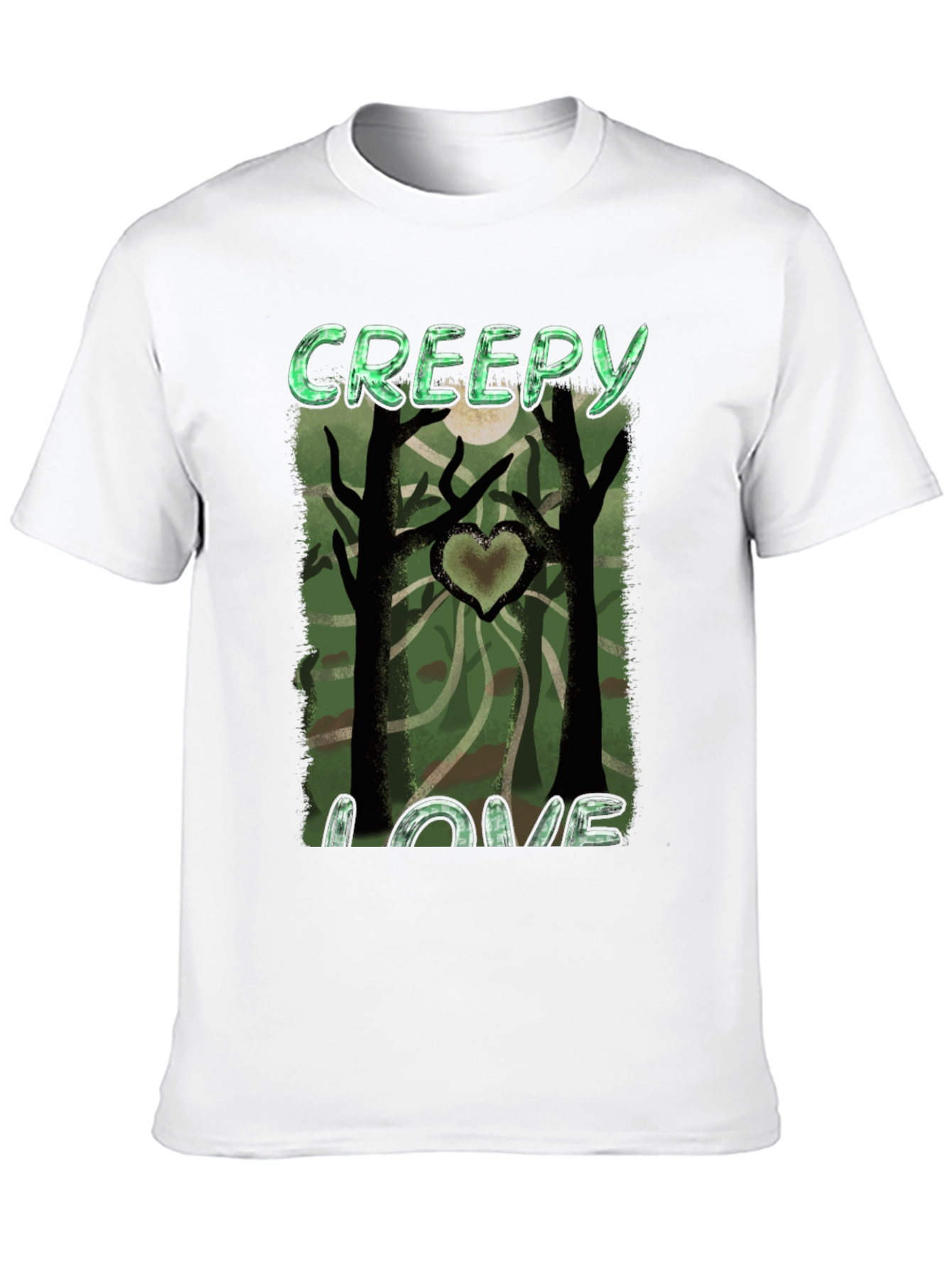 Creepy Love Graphic Tee - Spooky Heart Tree Design