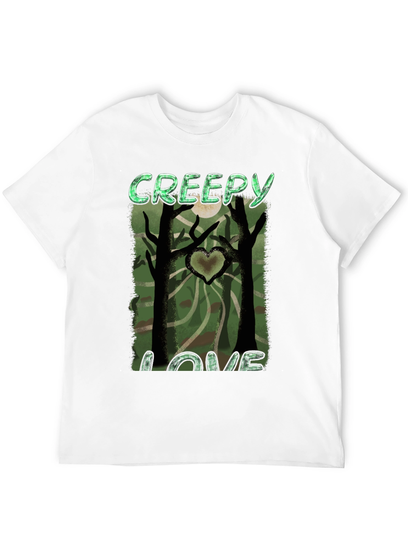 Creepy Love Graphic Tee - Spooky Heart Tree Design