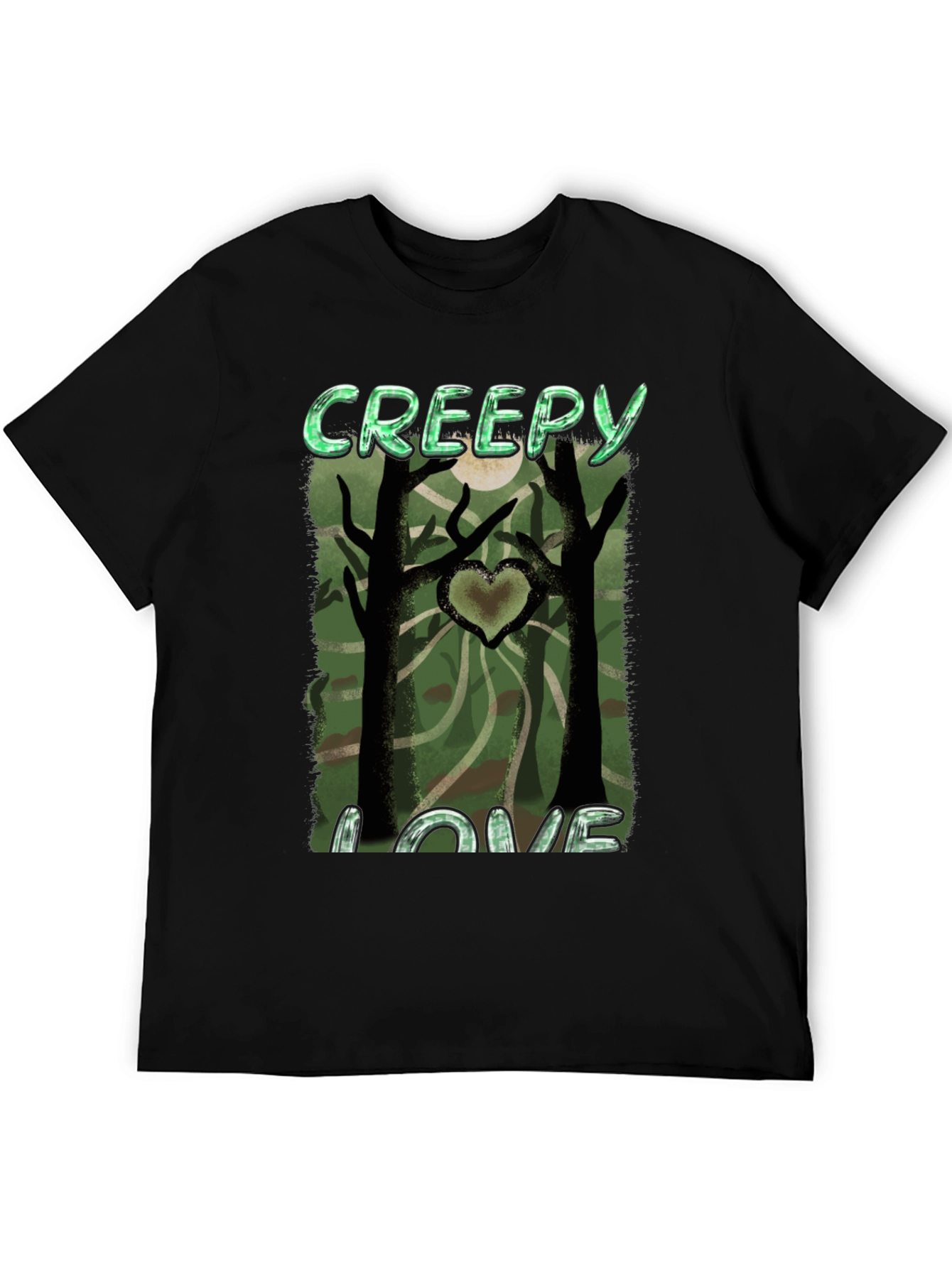 Creepy Love Graphic Tee - Spooky Heart Tree Design