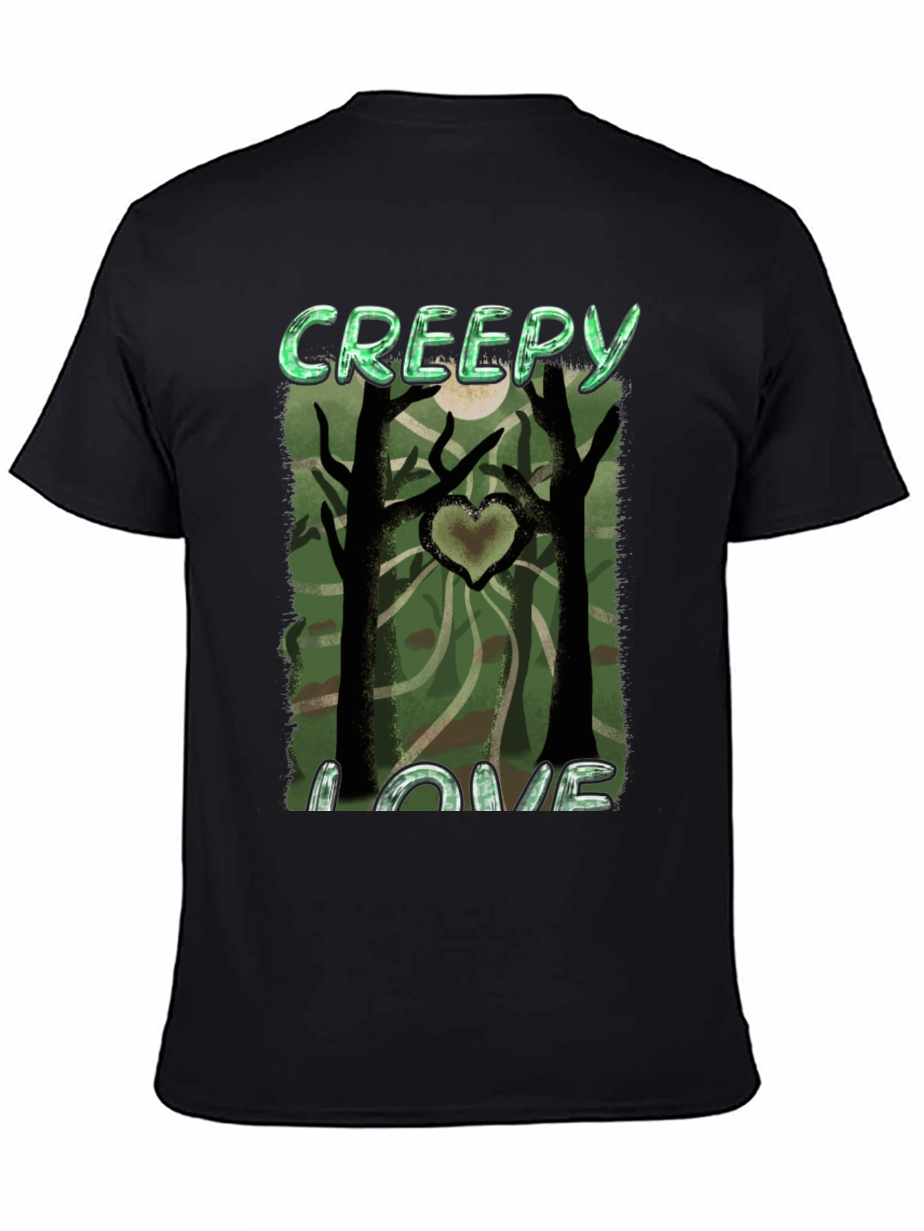 Creepy Love Graphic Tee - Spooky Heart Tree Design
