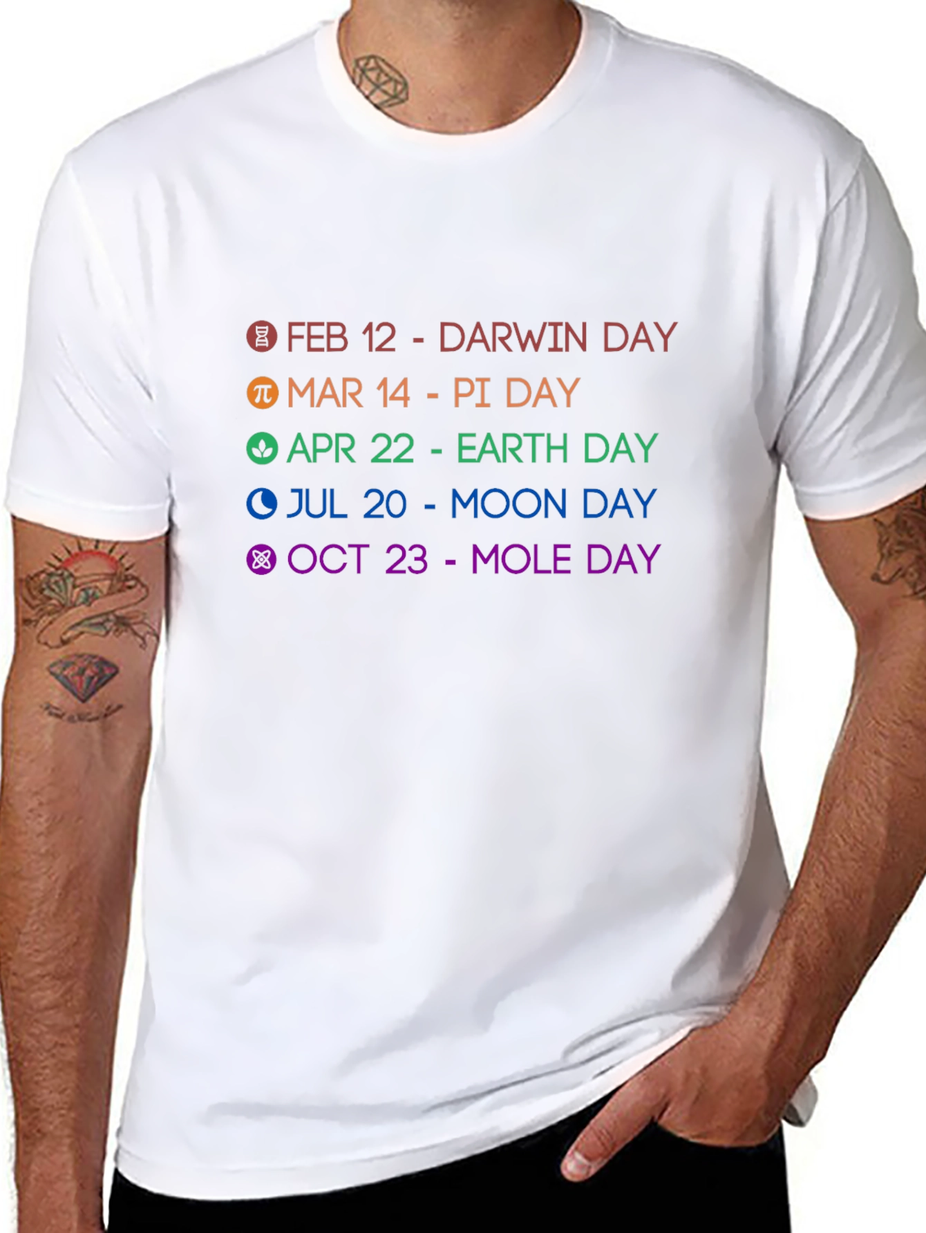 Science Days T-Shirt: Darwin Pi Earth Moon Mole