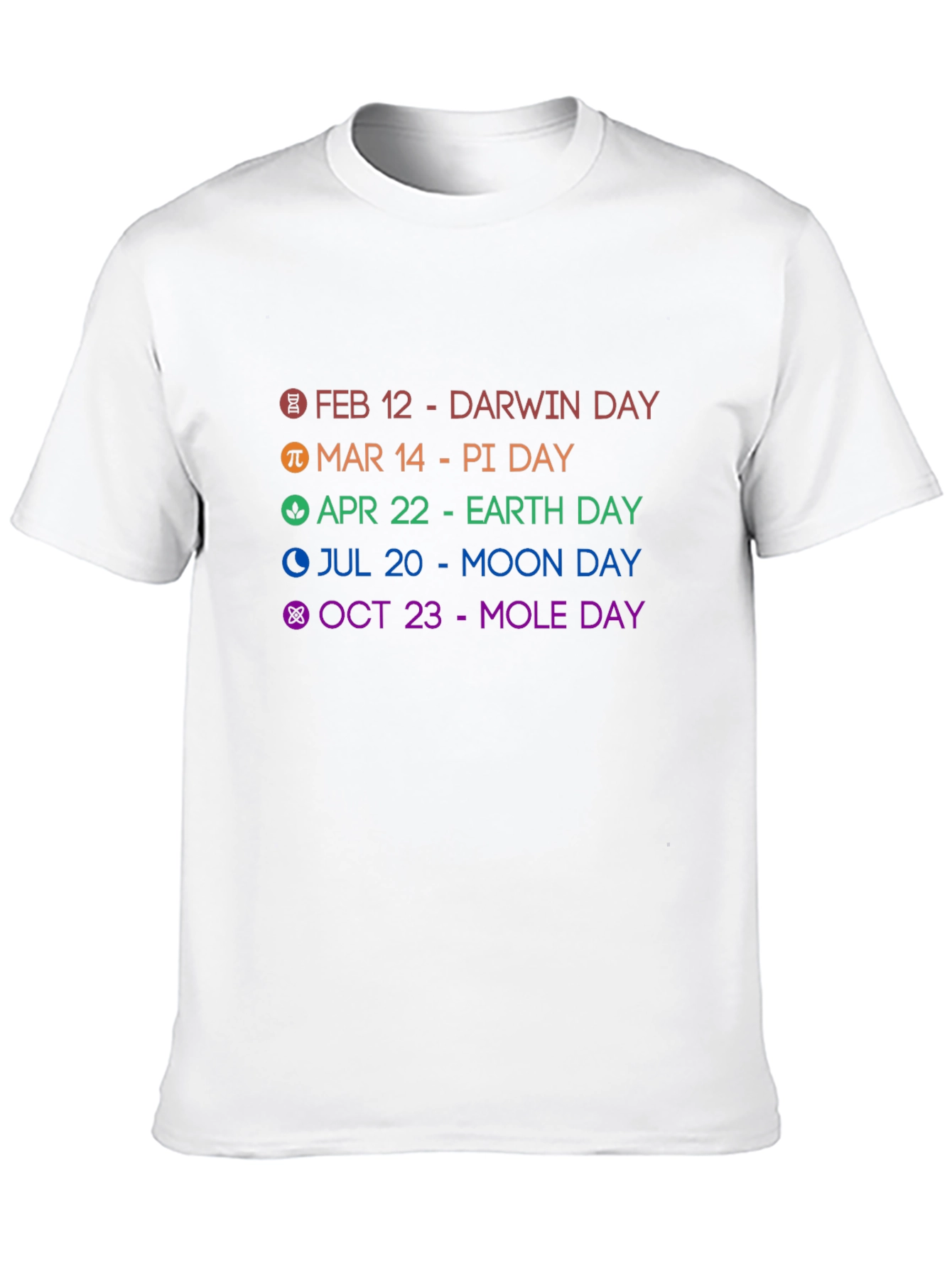 Science Days T-Shirt: Darwin Pi Earth Moon Mole