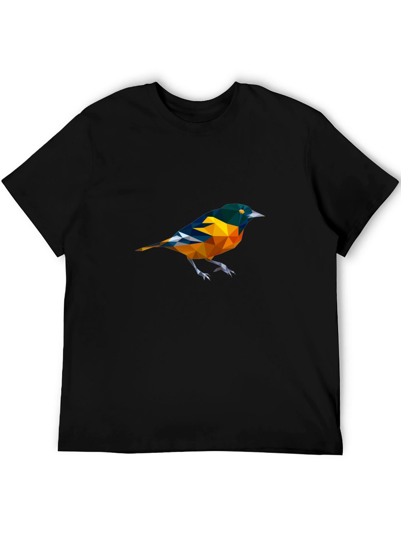 Geometric Bird Print Black T-Shirt