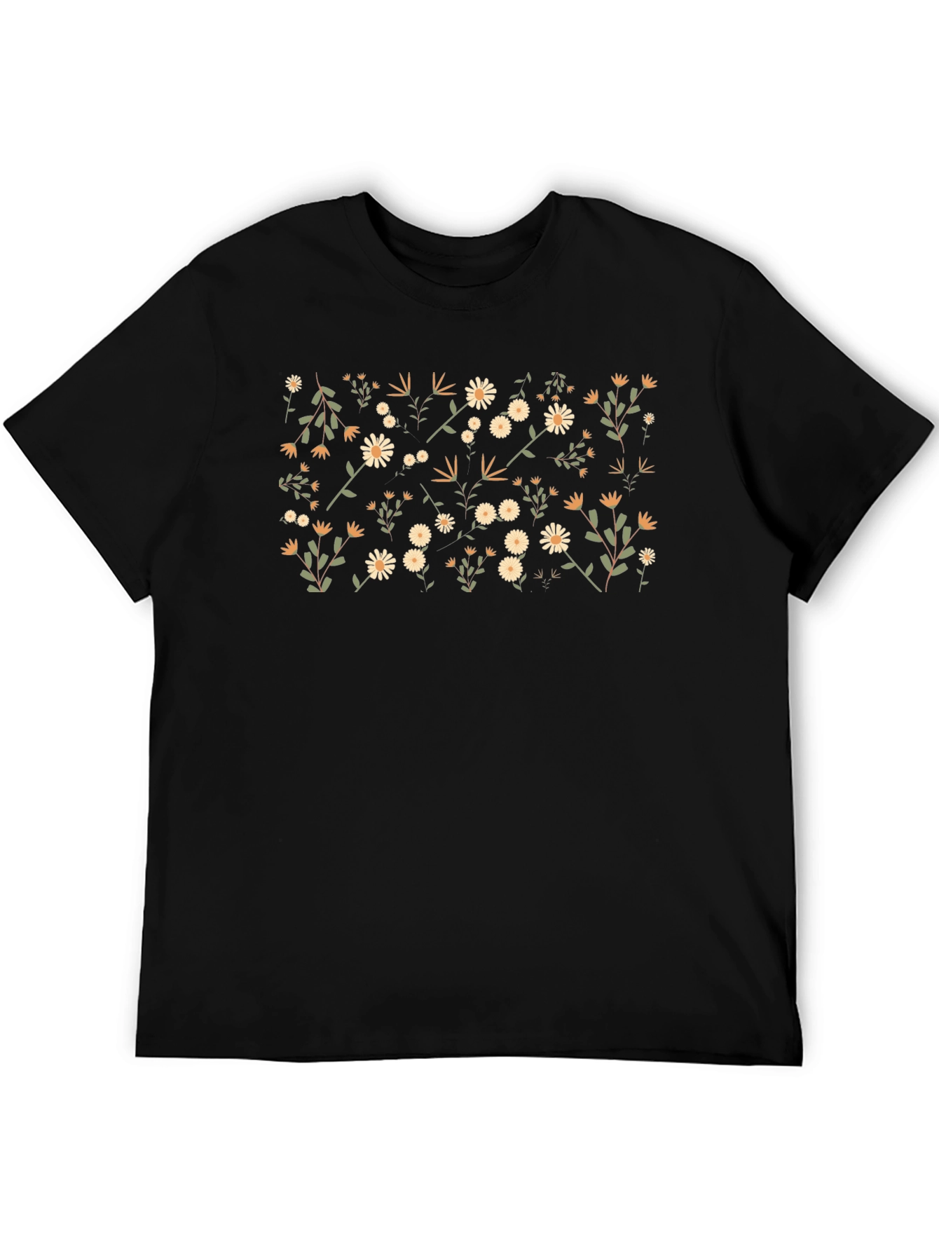 Floral Print T-Shirt - Trendy Black Tee
