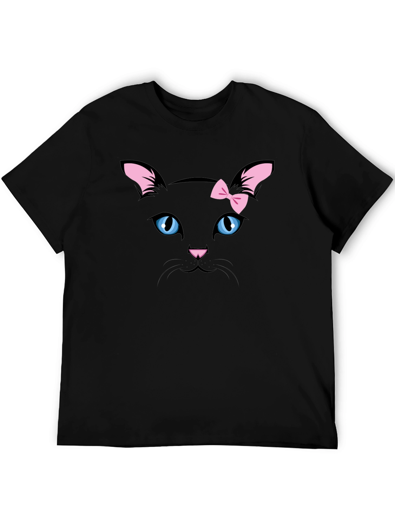 Cute Black Cat T-Shirt with Pink Bow