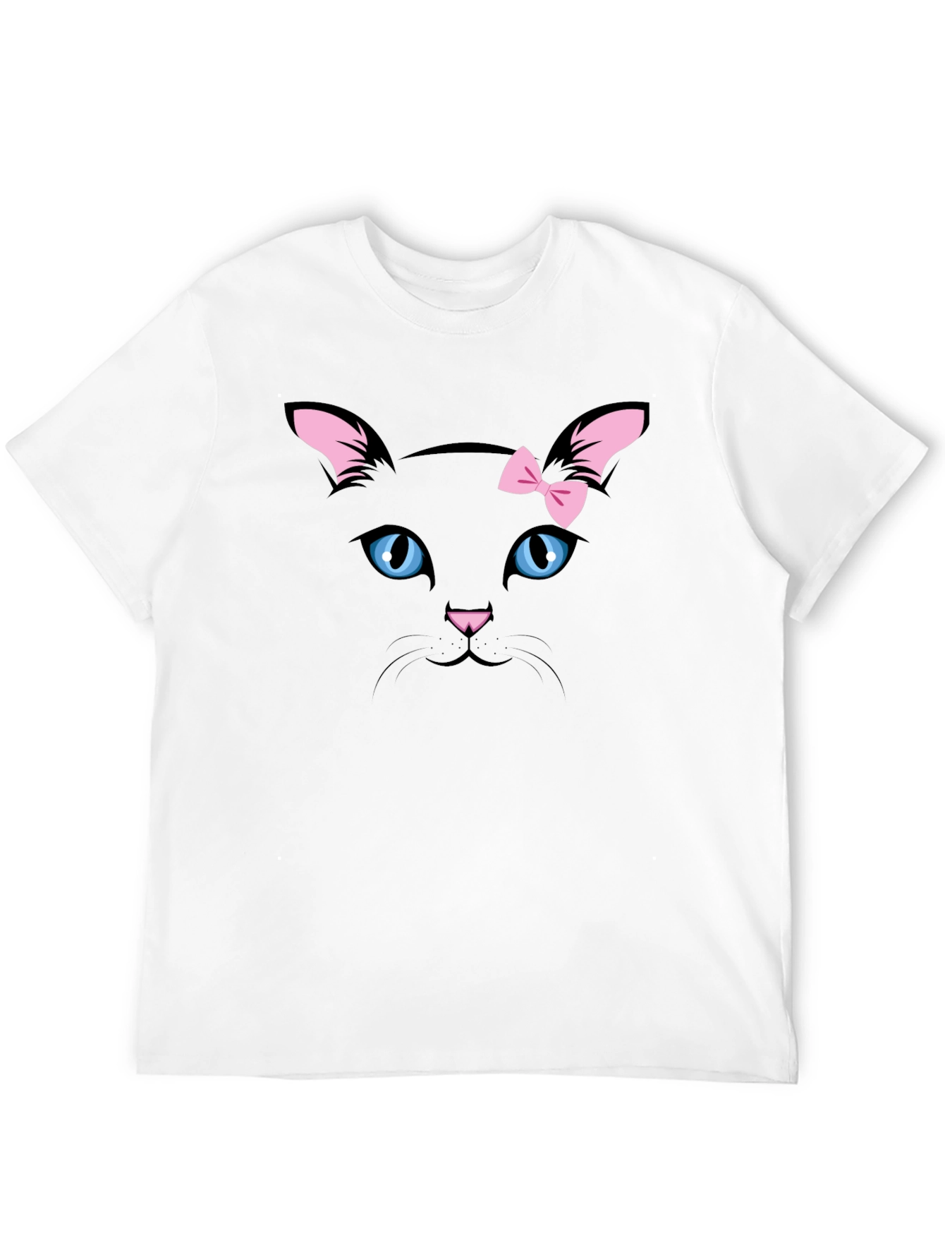 Cute Black Cat T-Shirt with Pink Bow