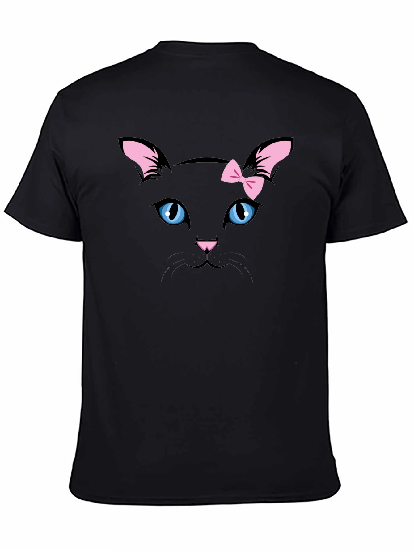 Cute Black Cat T-Shirt with Pink Bow