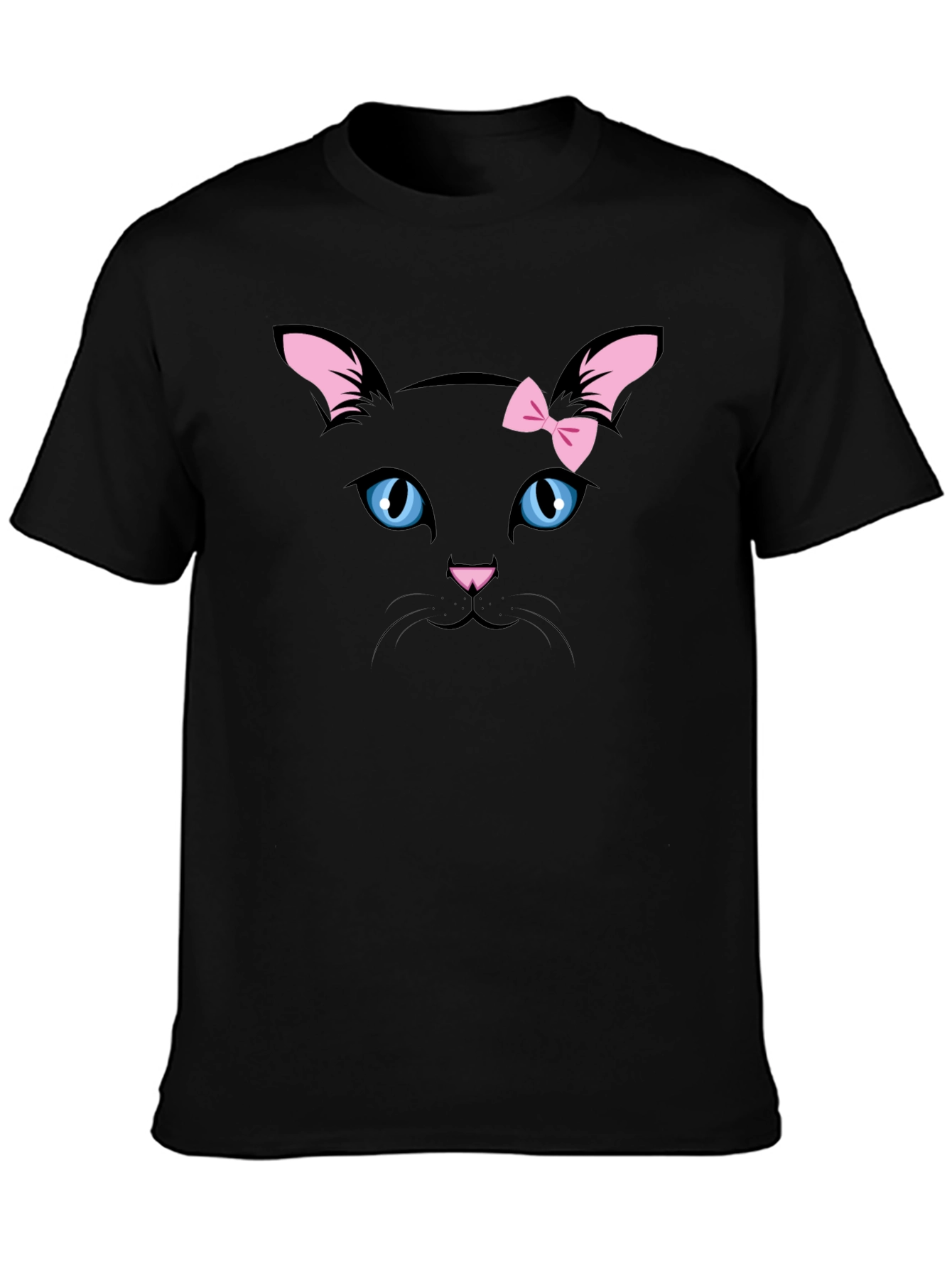 Cute Black Cat T-Shirt with Pink Bow