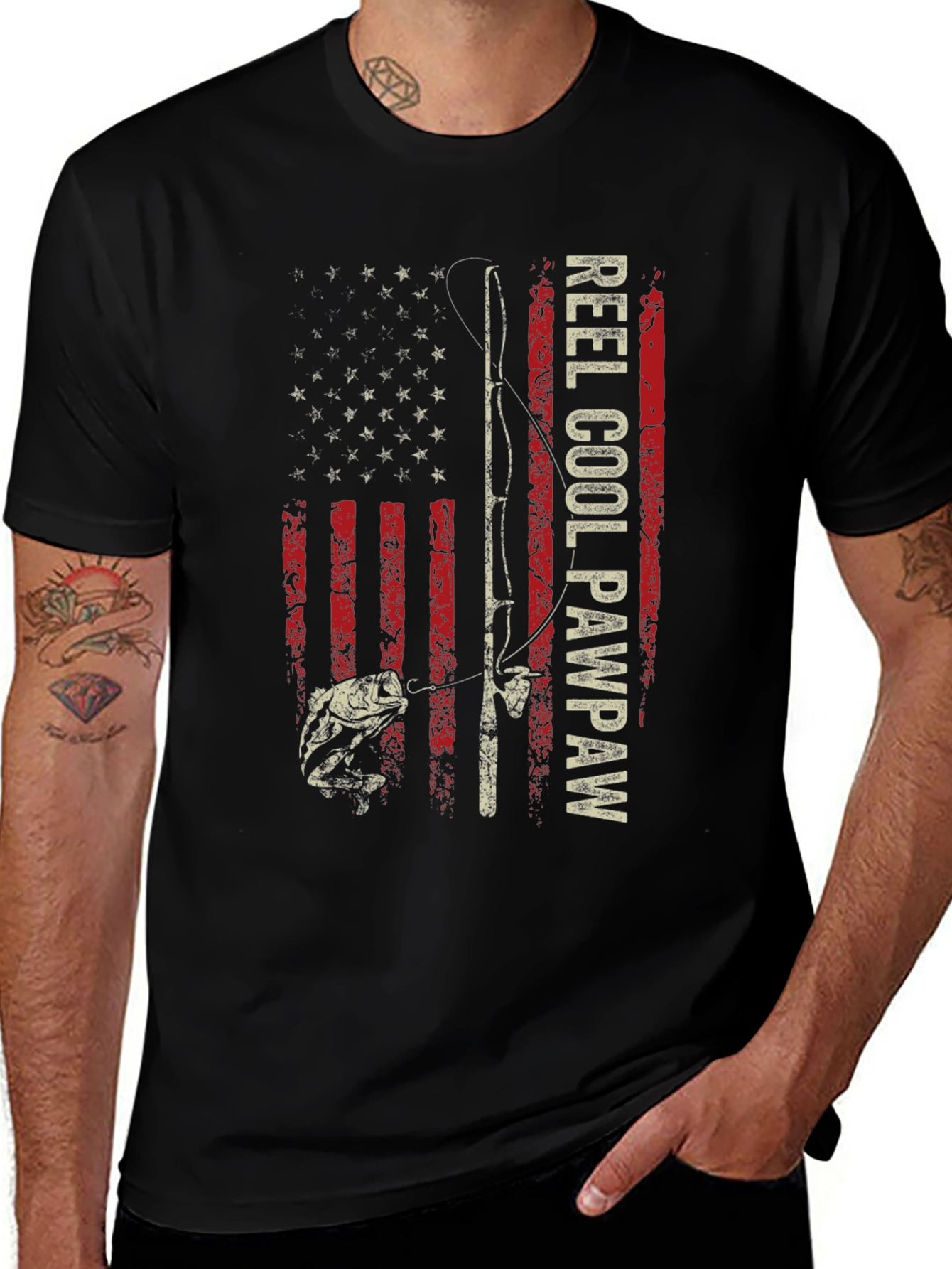 Reel Cool Pawpaw Fishing Flag T-Shirt