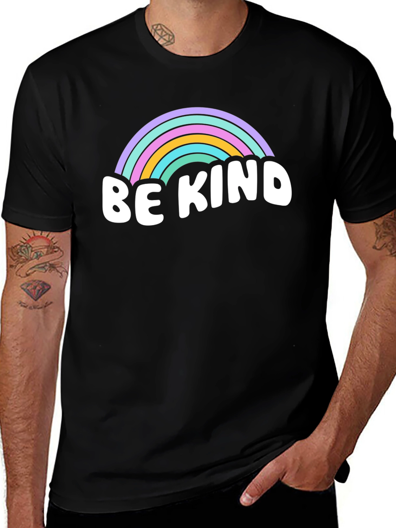 Be Kind Rainbow Graphic Tee - Positive Vibes Shirt