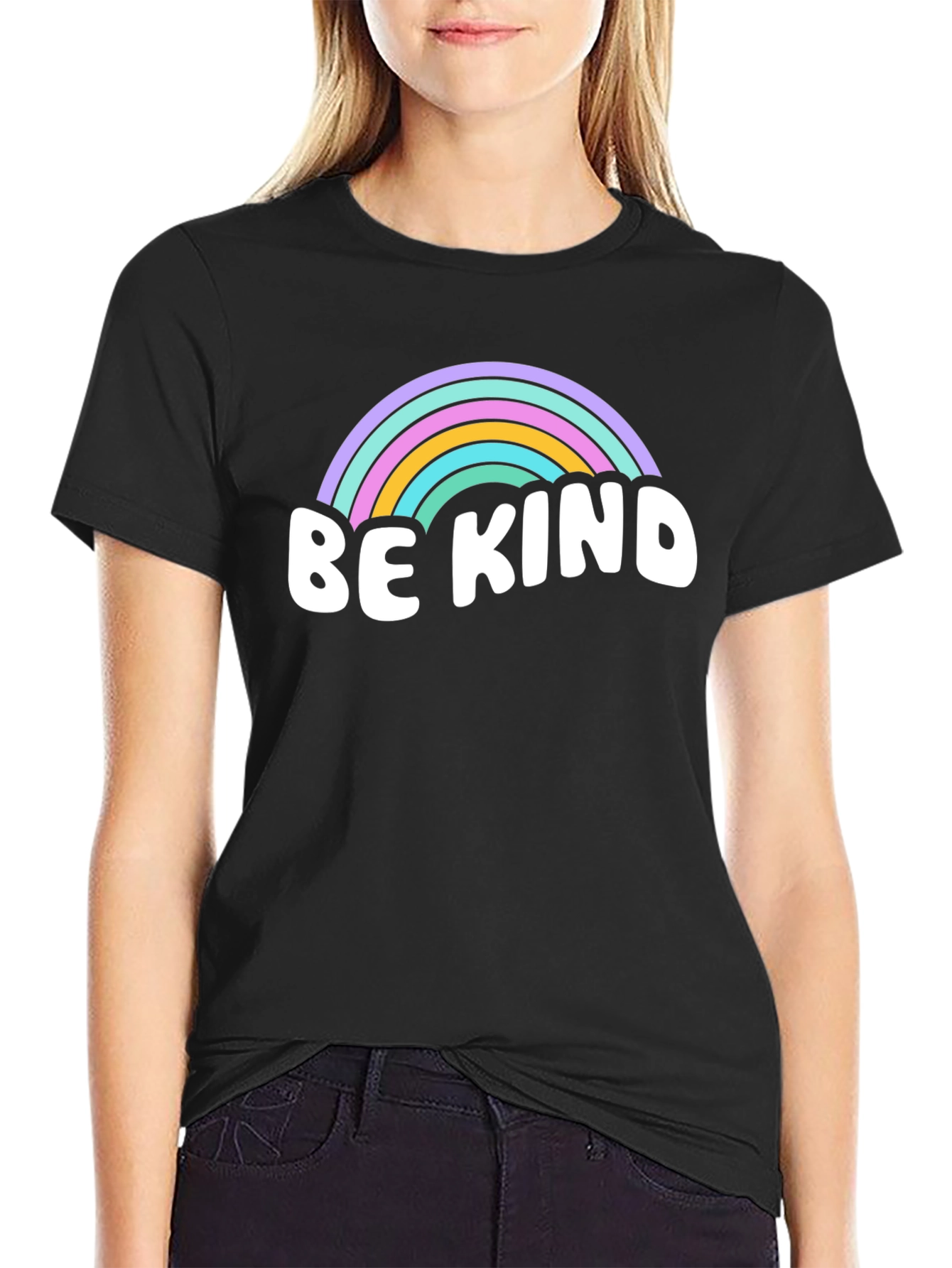 Be Kind Rainbow Graphic Tee - Positive Vibes Shirt