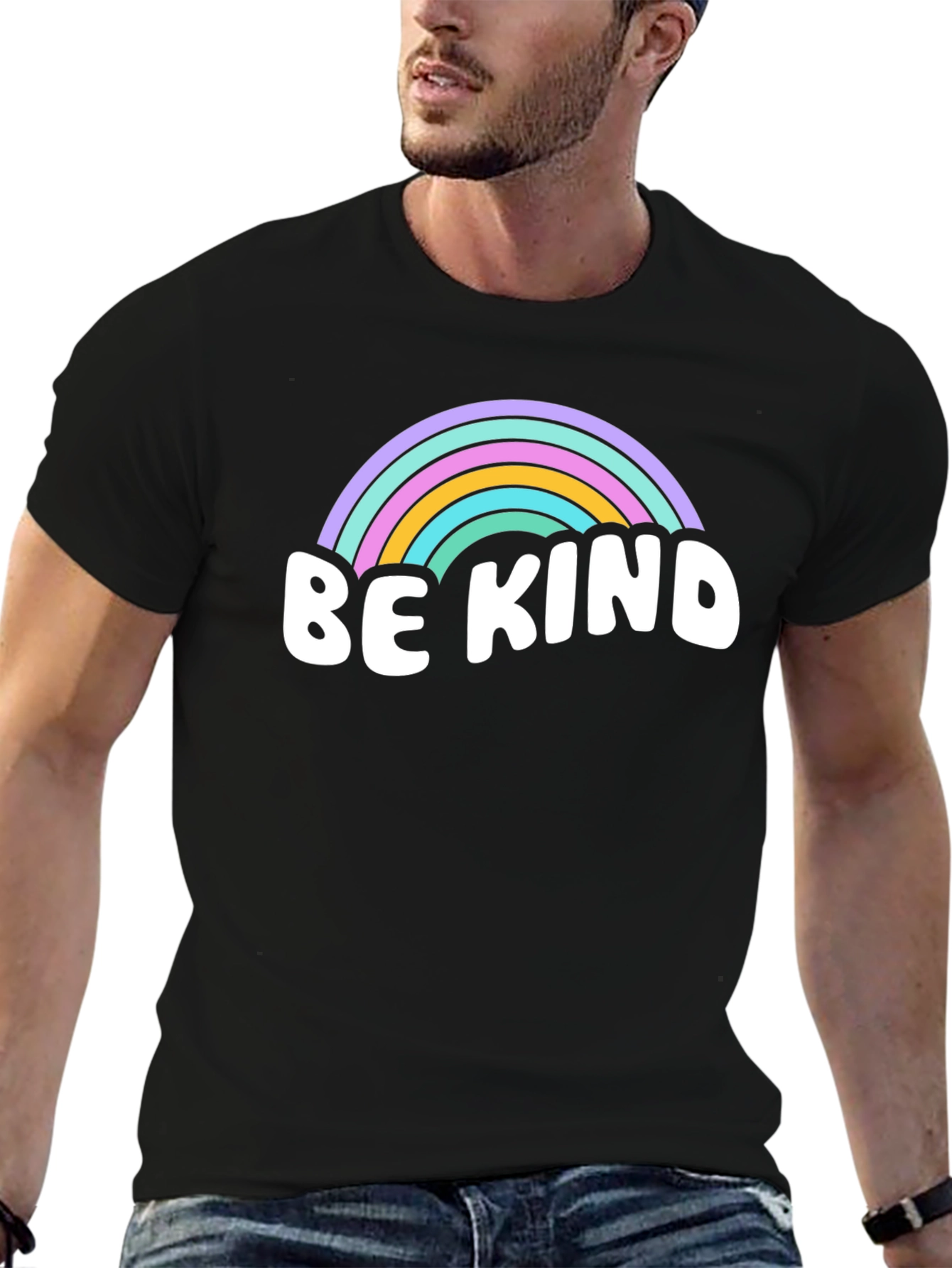 Be Kind Rainbow Graphic Tee - Positive Vibes Shirt