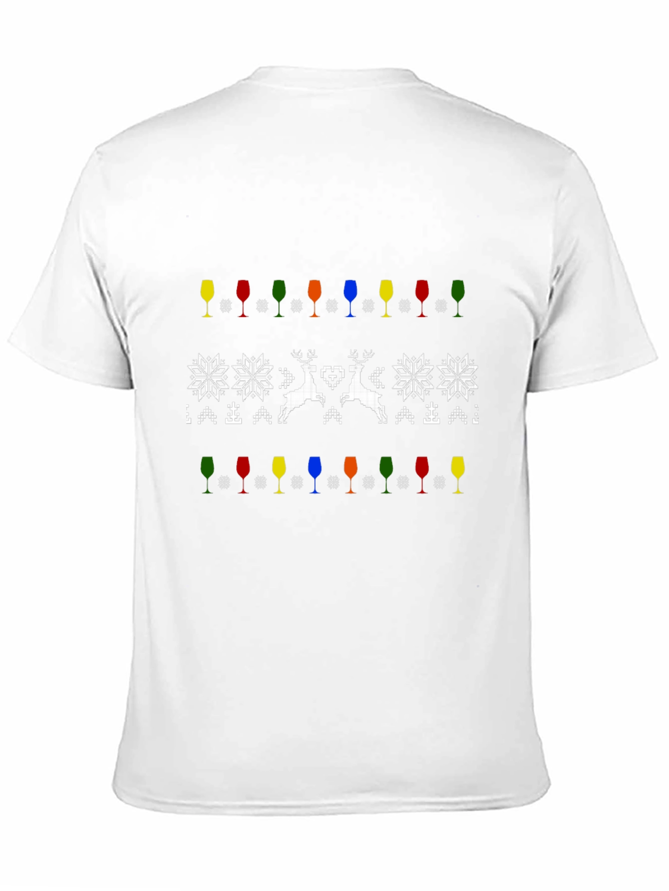 Festive Wine & Deer Patterned T-Shirt