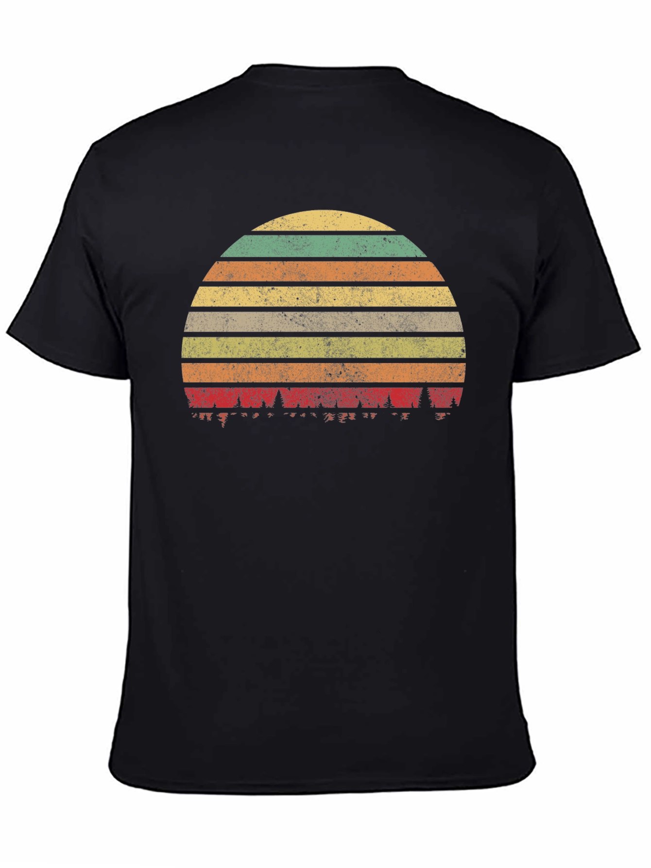 Retro Sunset Forest T-Shirt - Black