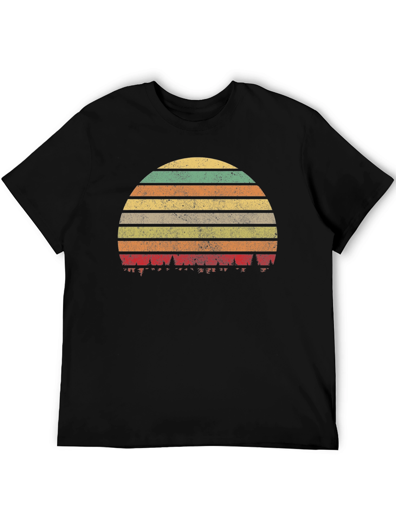 Retro Sunset Forest T-Shirt - Black