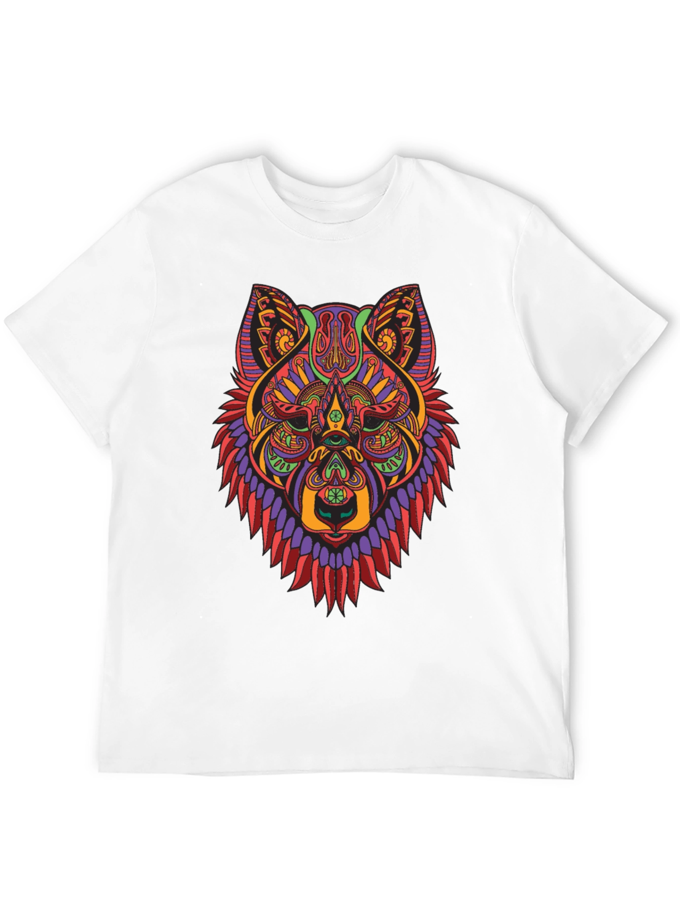 Psychedelic Wolf Graphic Tee - Mens Black T-Shirt