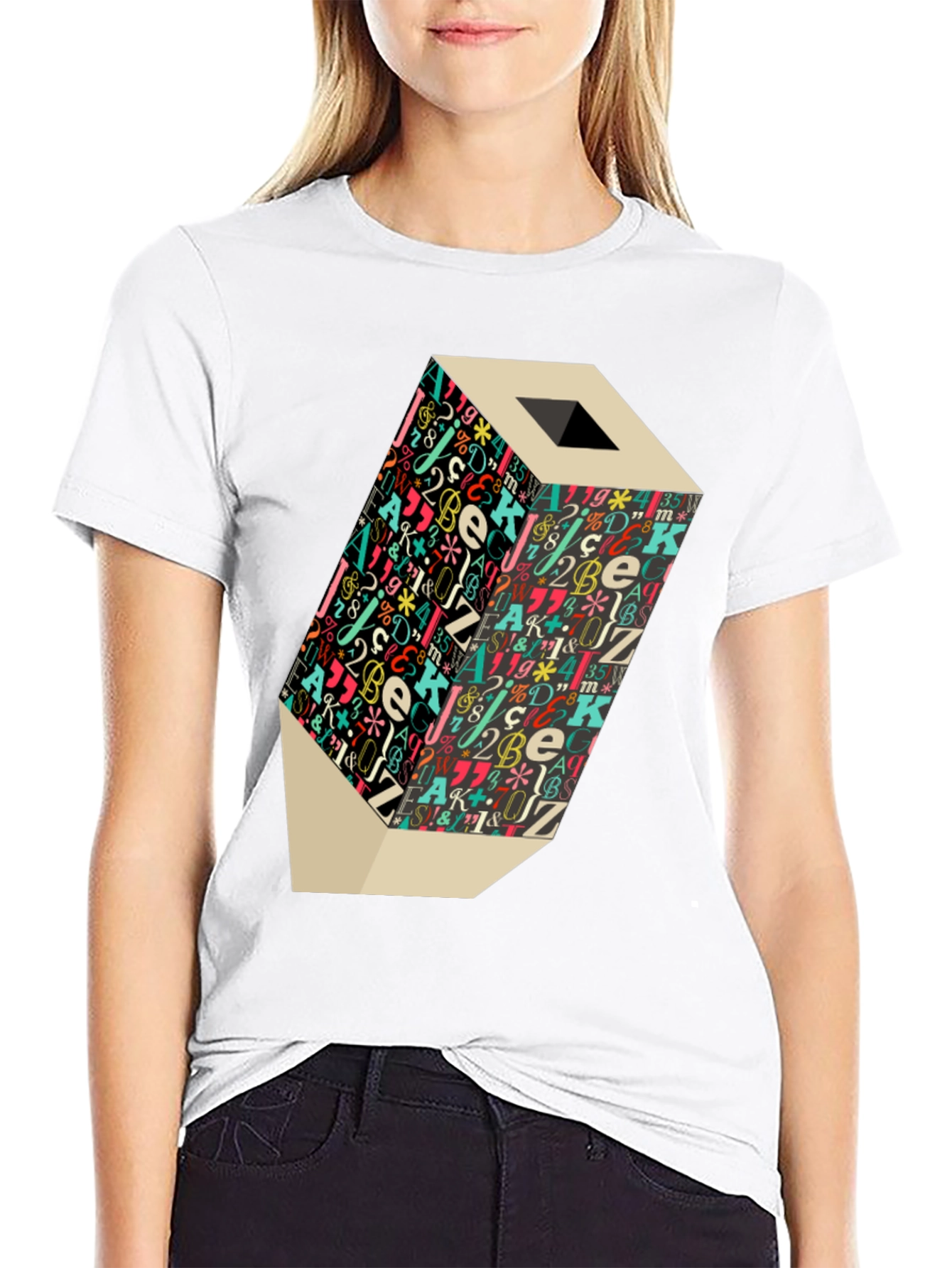 Artistic Graphic Tee: Lettered Pencil Design