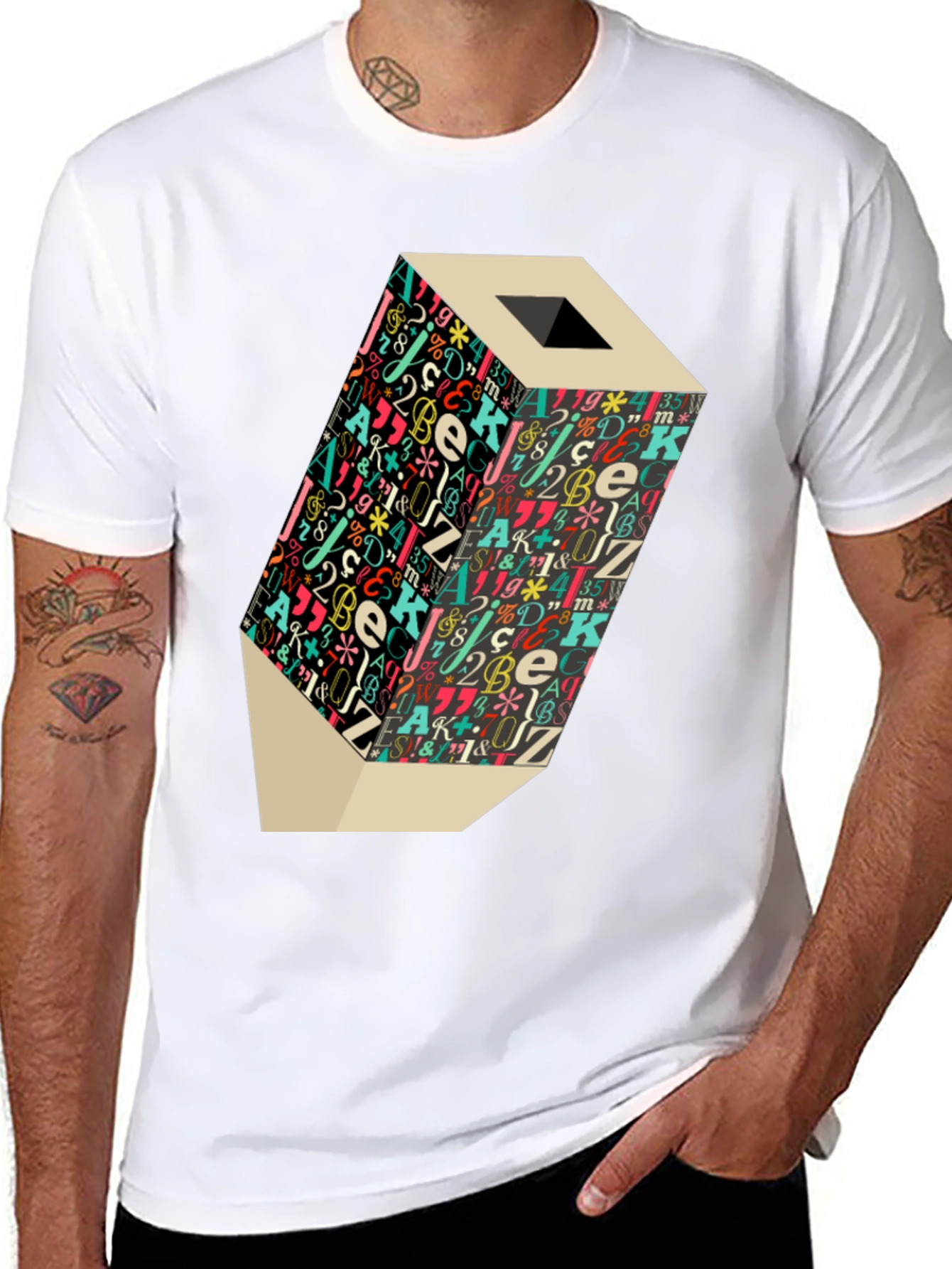 Artistic Graphic Tee: Lettered Pencil Design