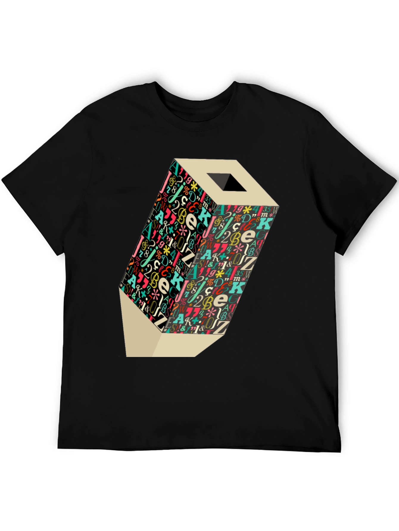 Artistic Graphic Tee: Lettered Pencil Design