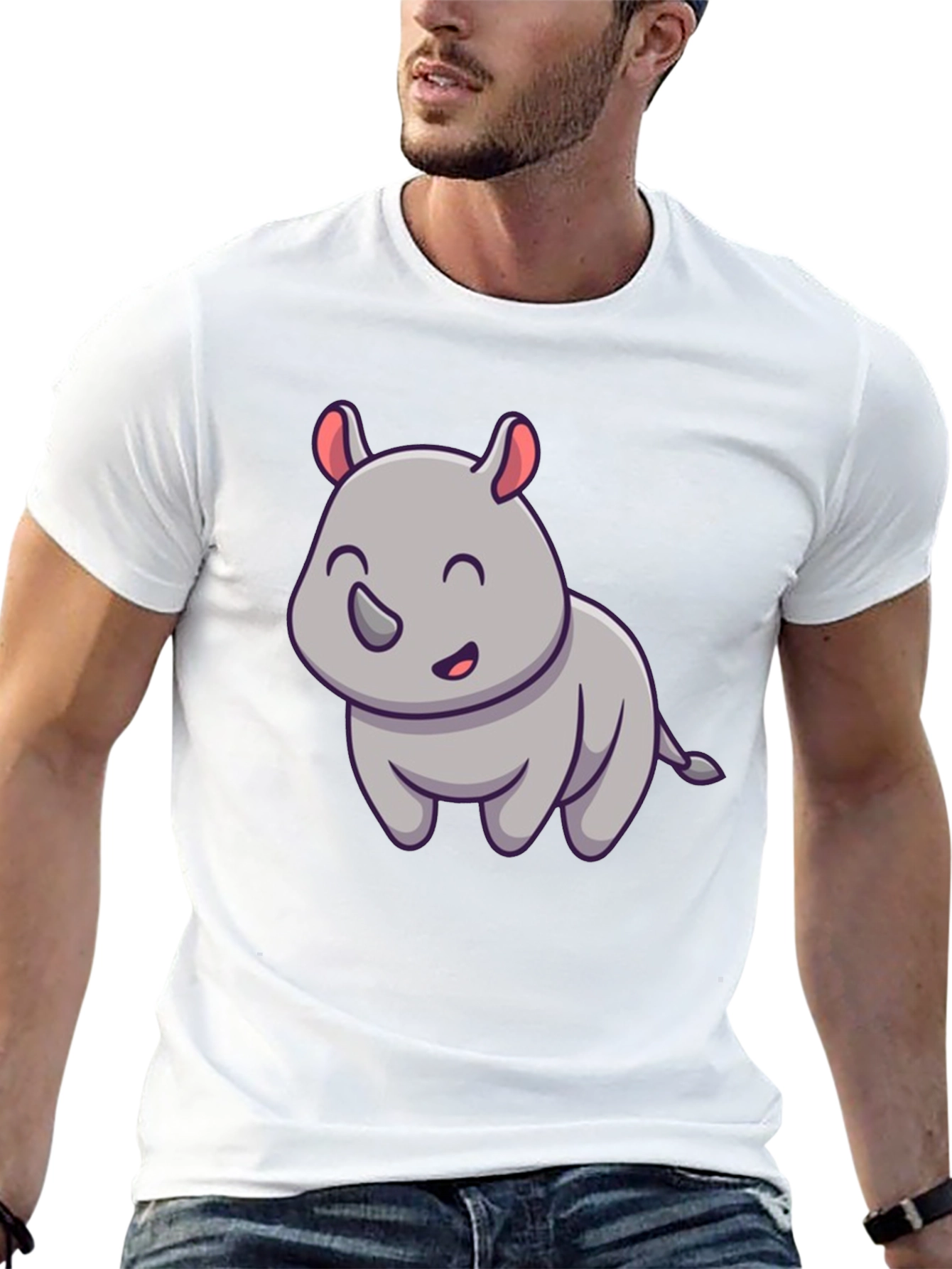 Cute Rhino Graphic Tee - Unisex Cotton Blend