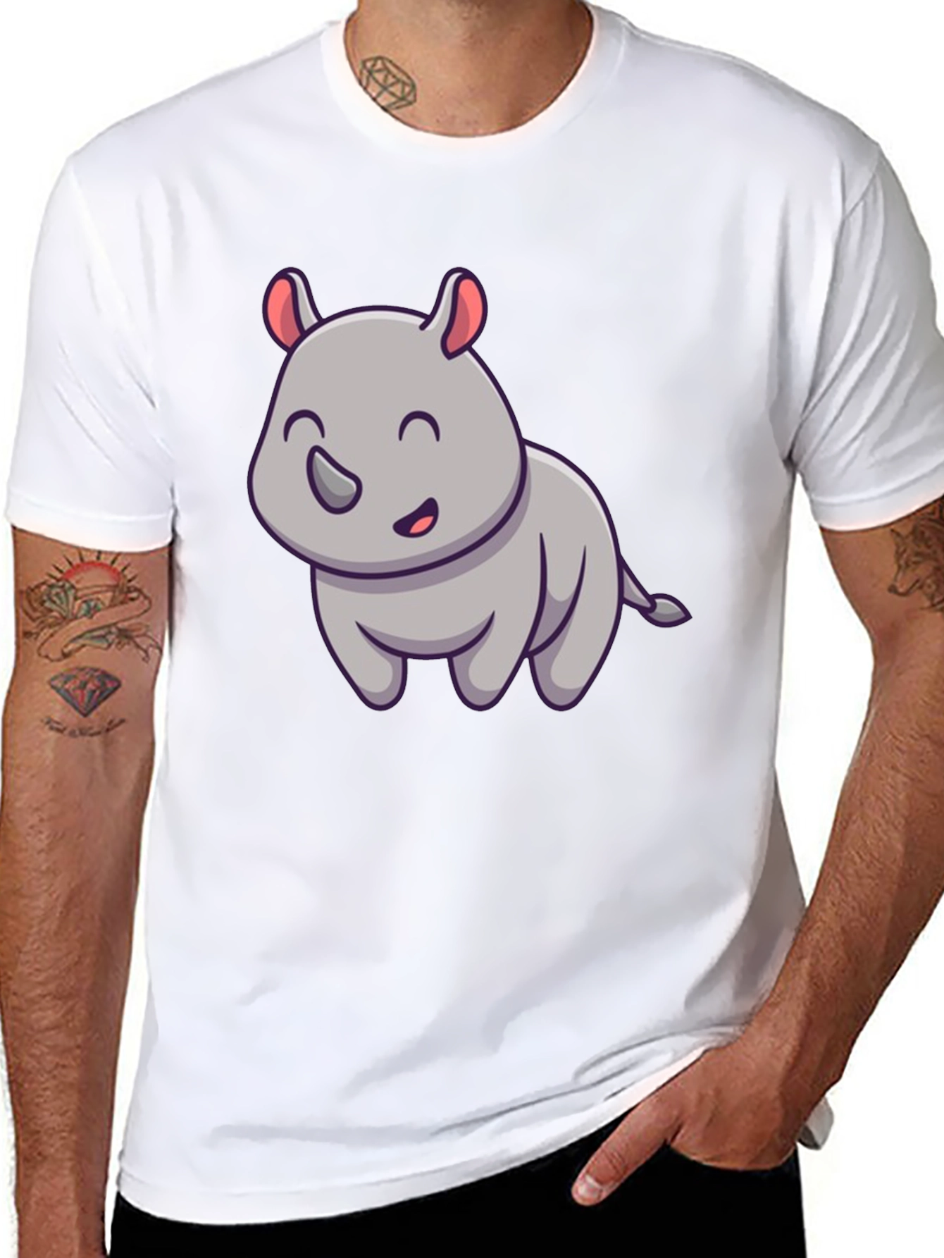 Cute Rhino Graphic Tee - Unisex Cotton Blend