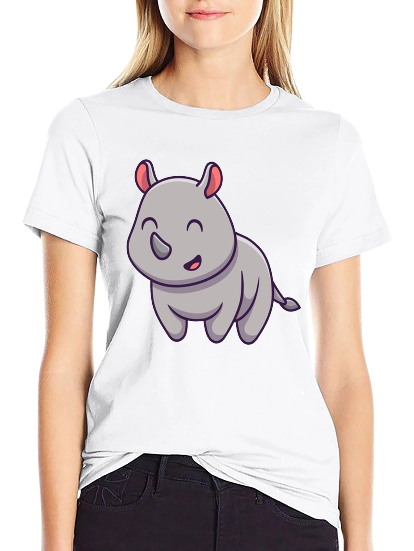 Cute Rhino Graphic Tee - Unisex Cotton Blend