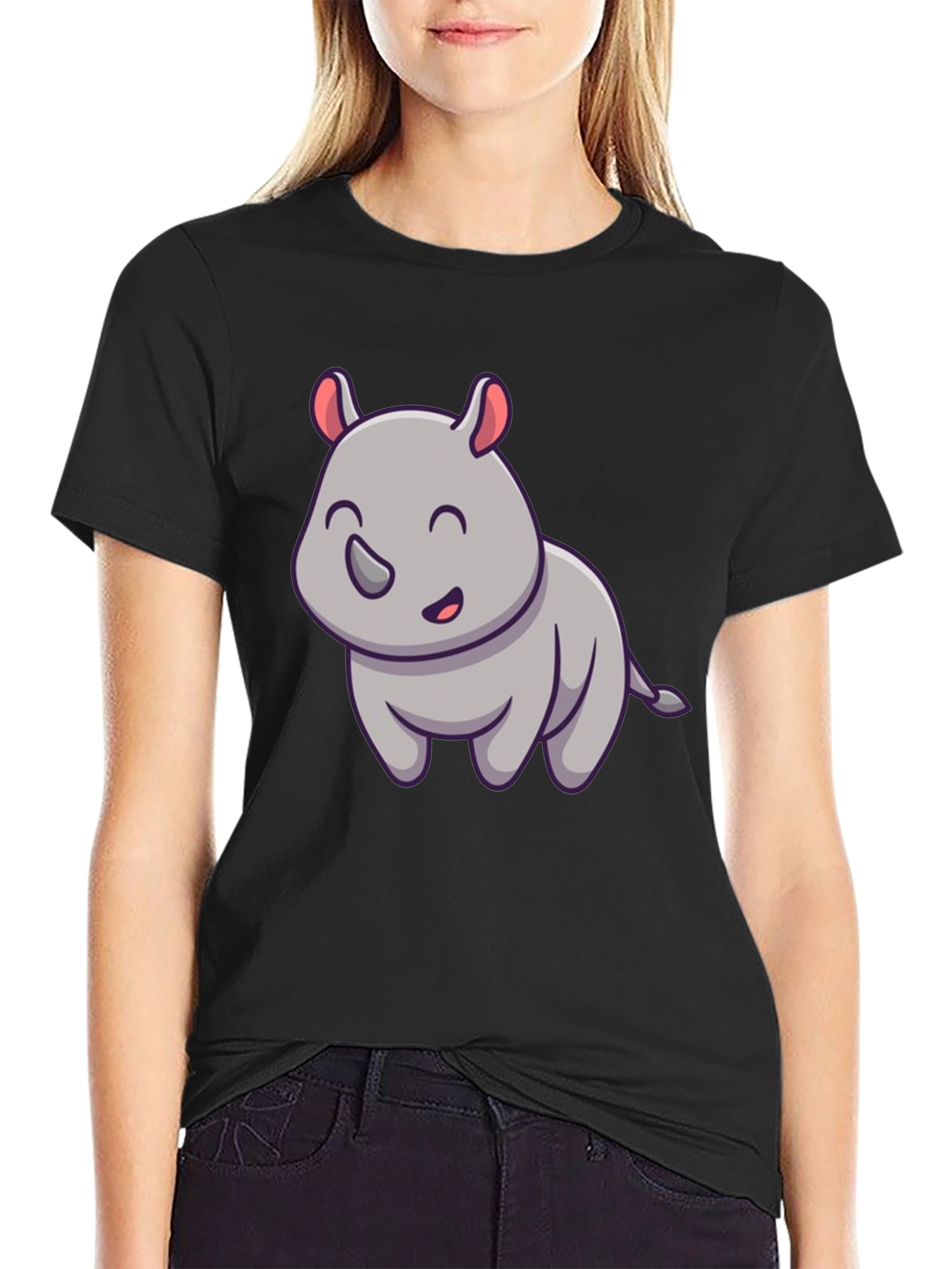 Cute Rhino Graphic Tee - Unisex Cotton Blend
