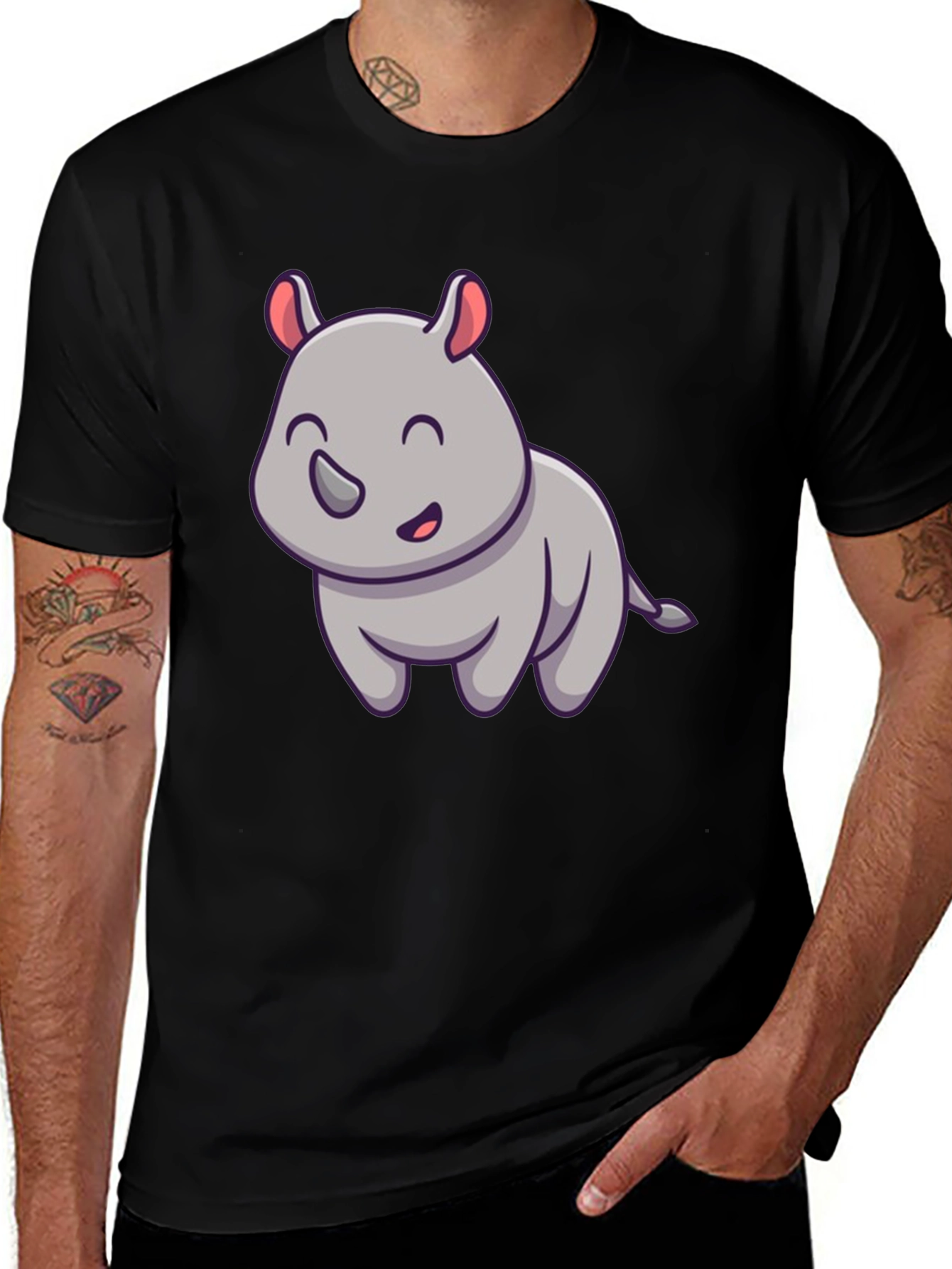 Cute Rhino Graphic Tee - Unisex Cotton Blend