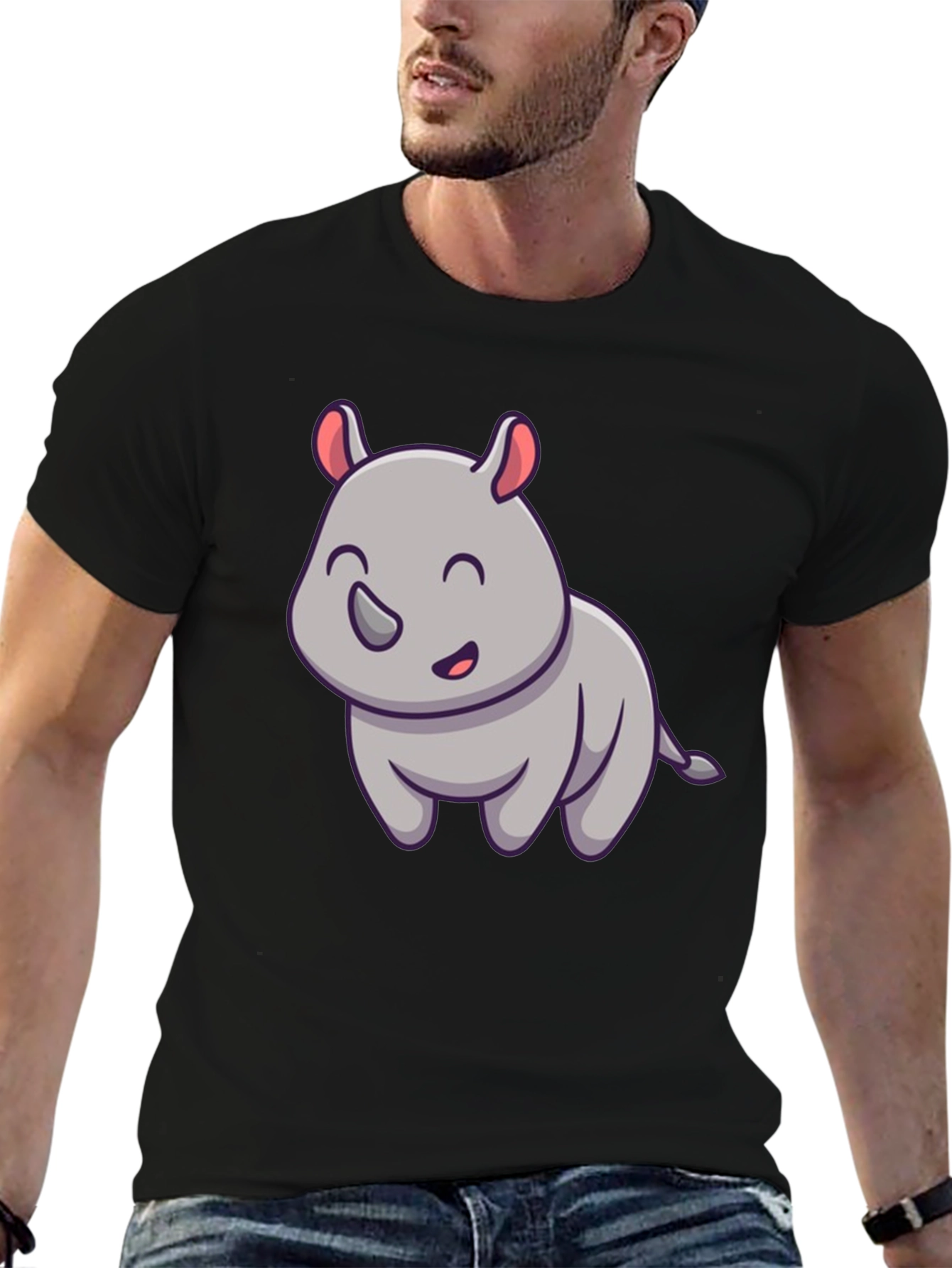 Cute Rhino Graphic Tee - Unisex Cotton Blend