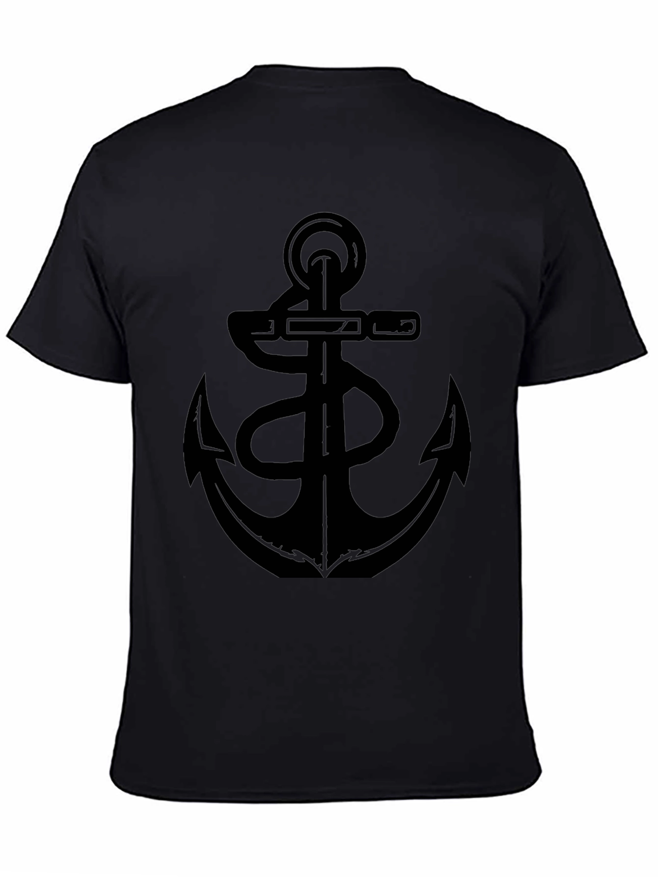 Mens Black Anchor Graphic T-Shirt