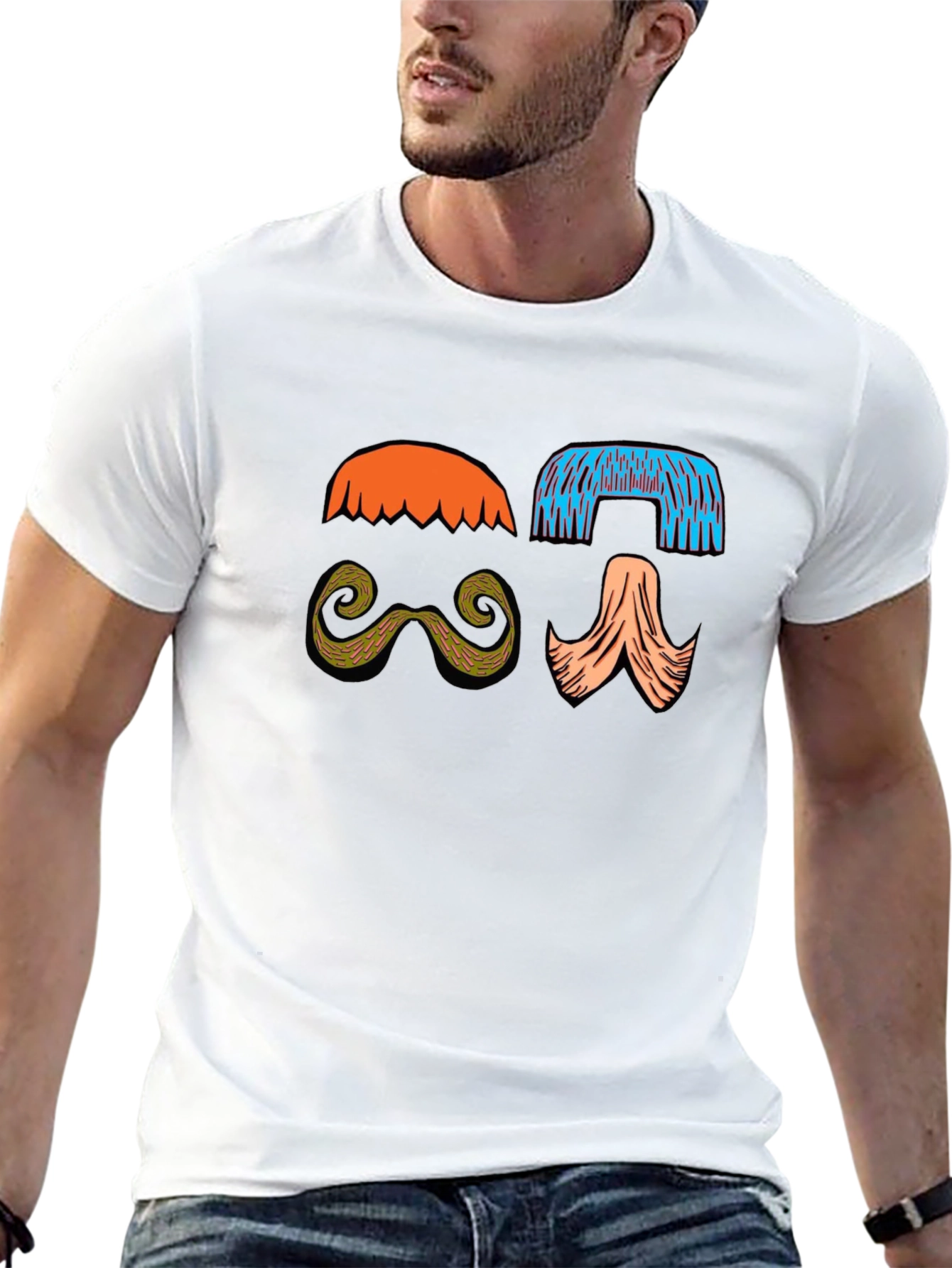 Funky Mustache & Wig Graphic Tee